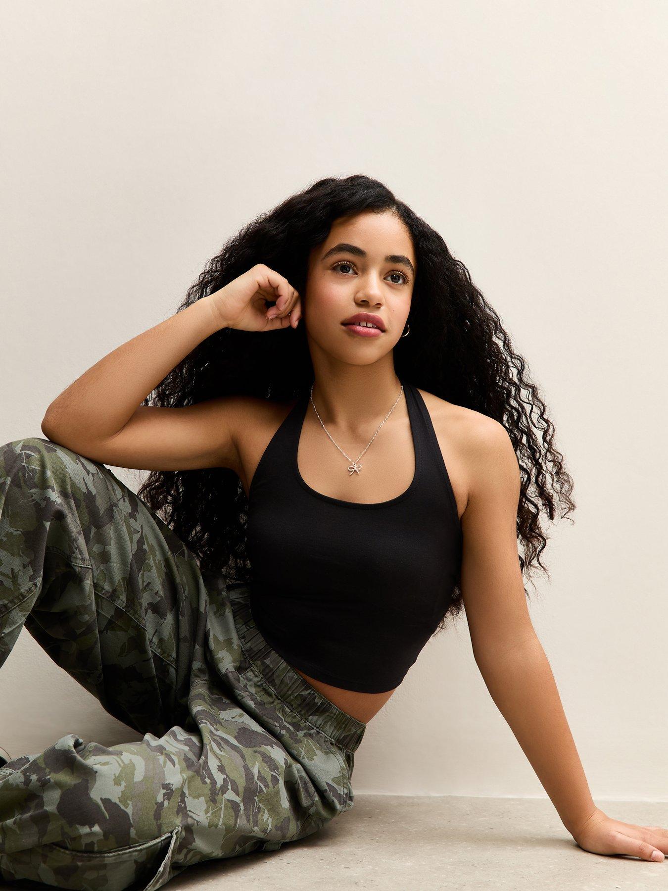 New Look 915 Girls Jersey Halter Top - Black