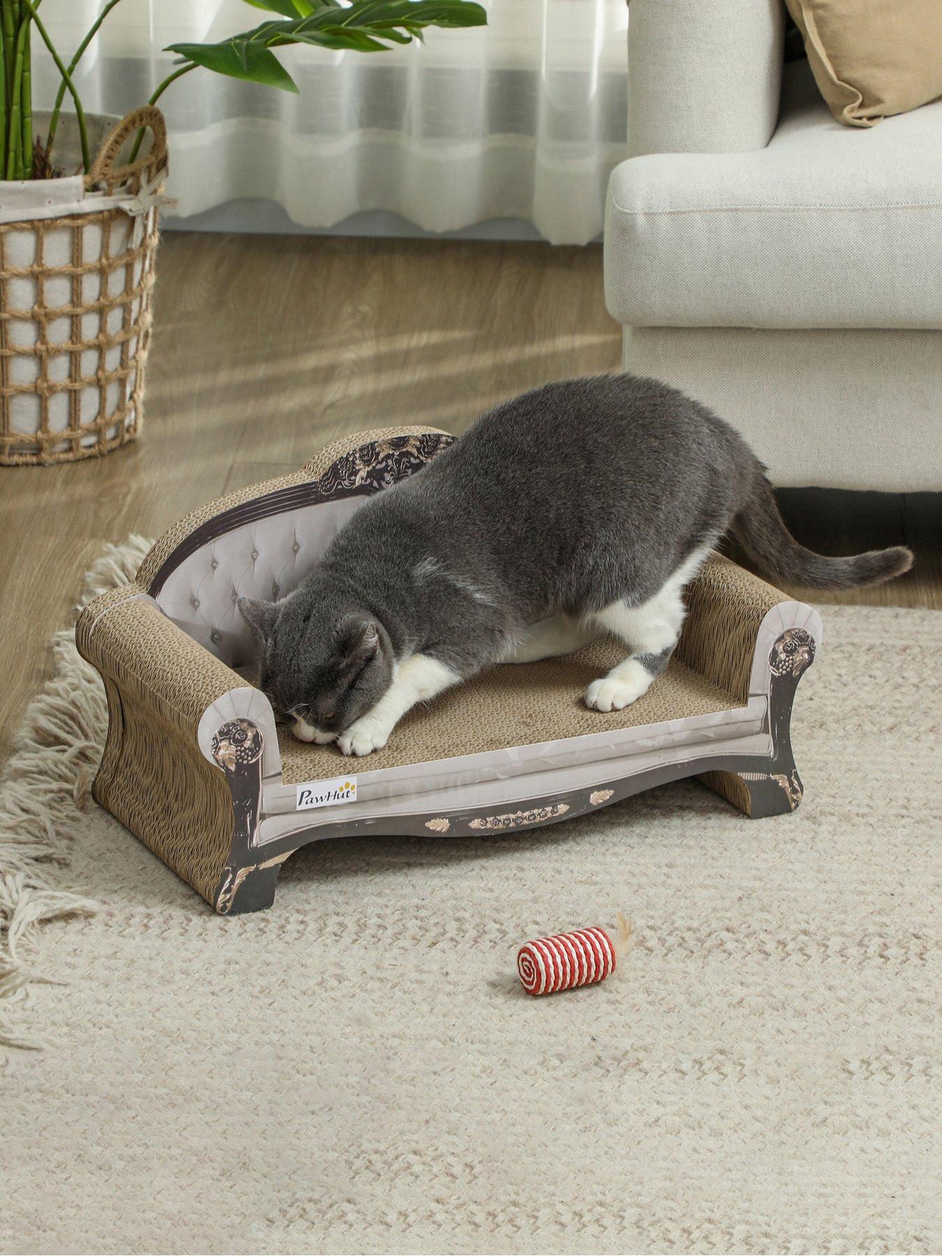 PawHut Cat Scratching Board 2-in-1 Cardboard Lounge with Catnip, Brown