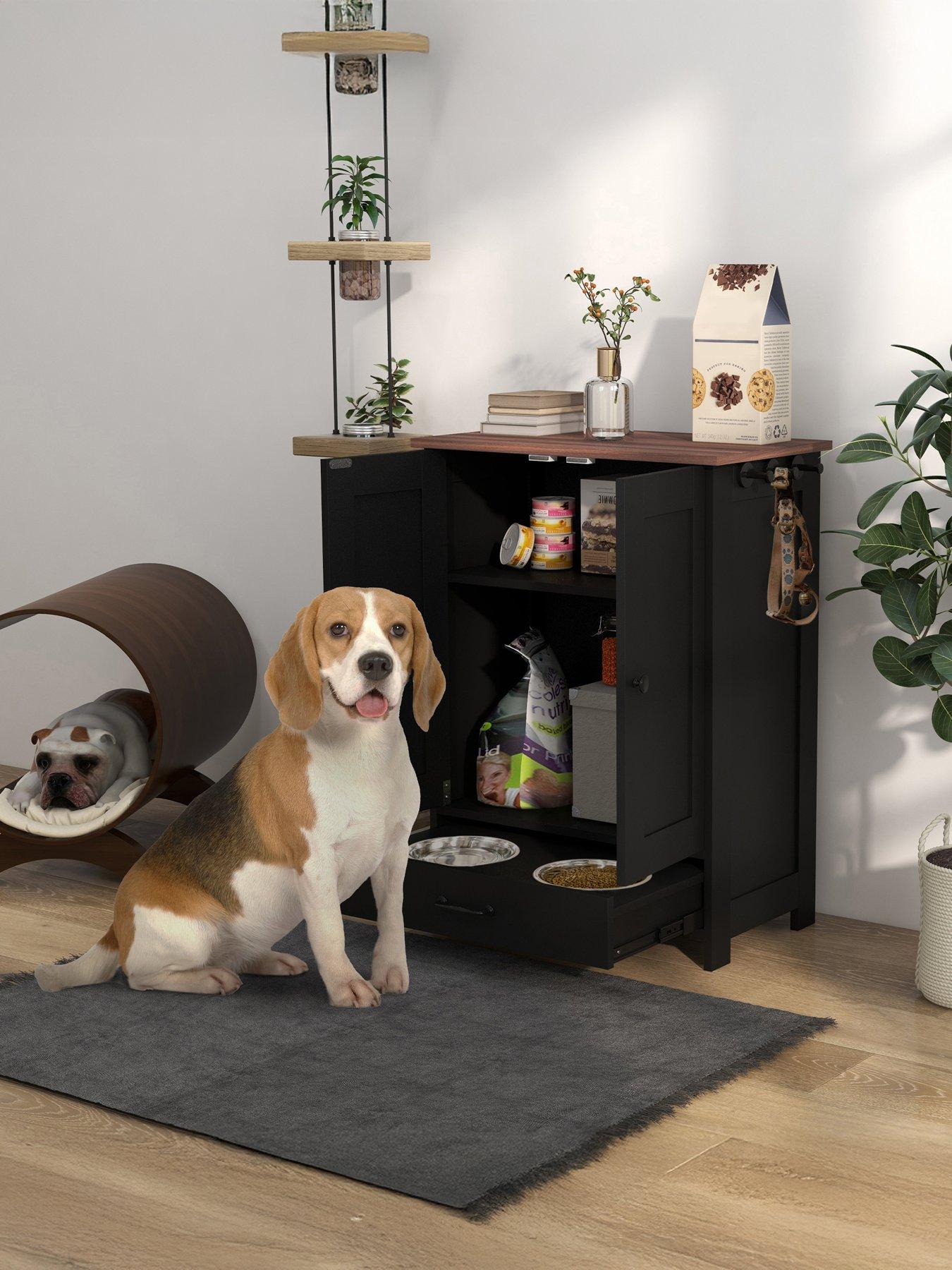 PawHut Dog Feeding Station with Storage, Pet Feeding Station with Dog Bowls