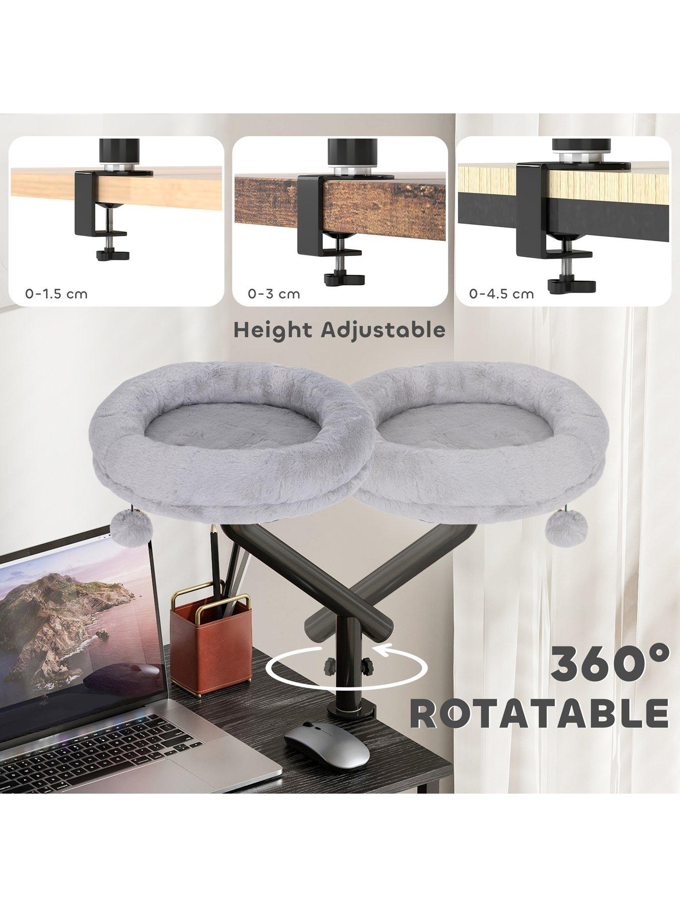 Image 6 of 6 of PawHut Cat Bed for Desk, 360&deg;&nbsp;Rotatable Adjustable Cat Nest Hammock