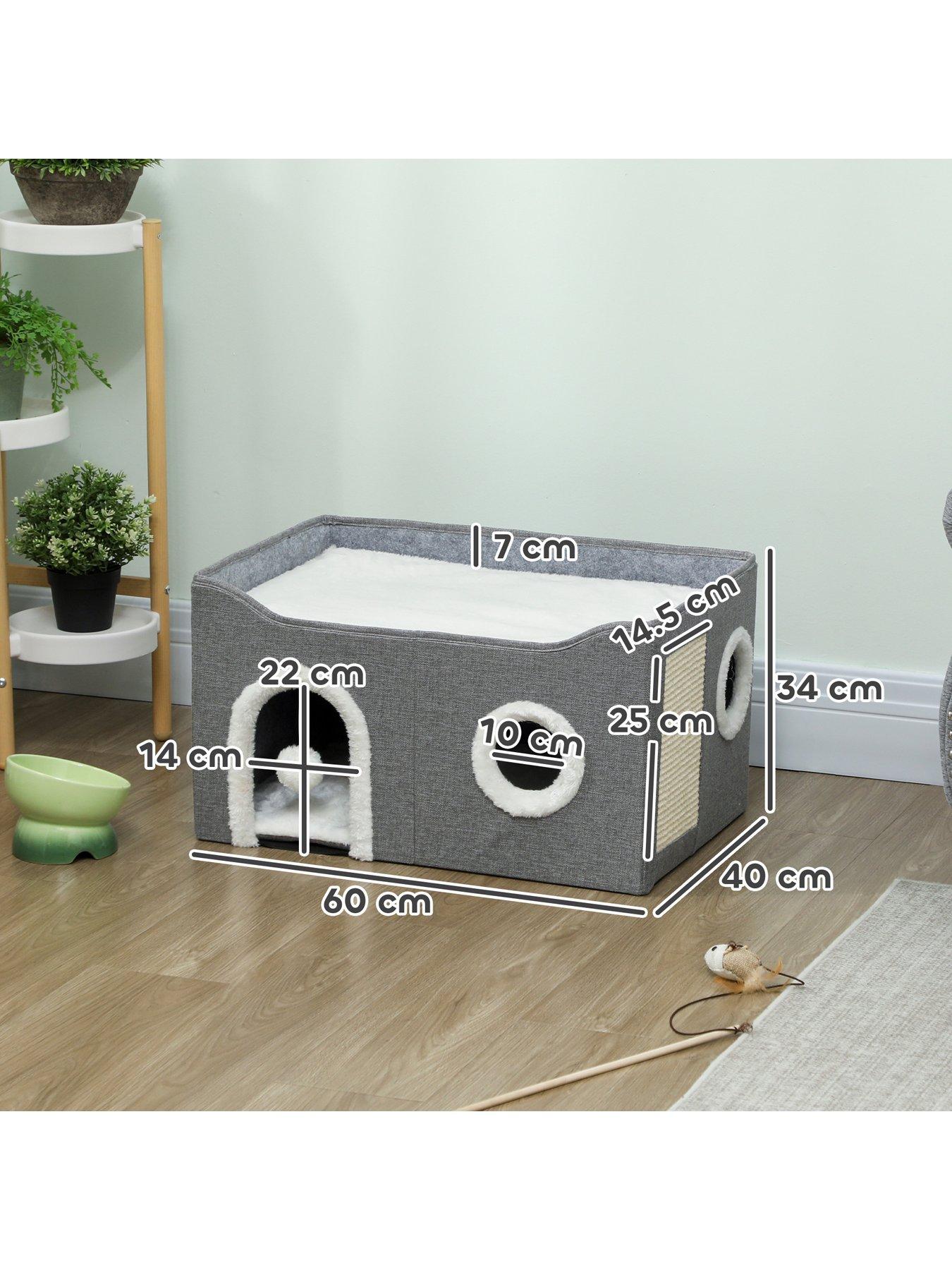 Image 3 of 7 of PawHut Cat Cave with Fluffy Ball and Scratch Pad for Indoor Pets