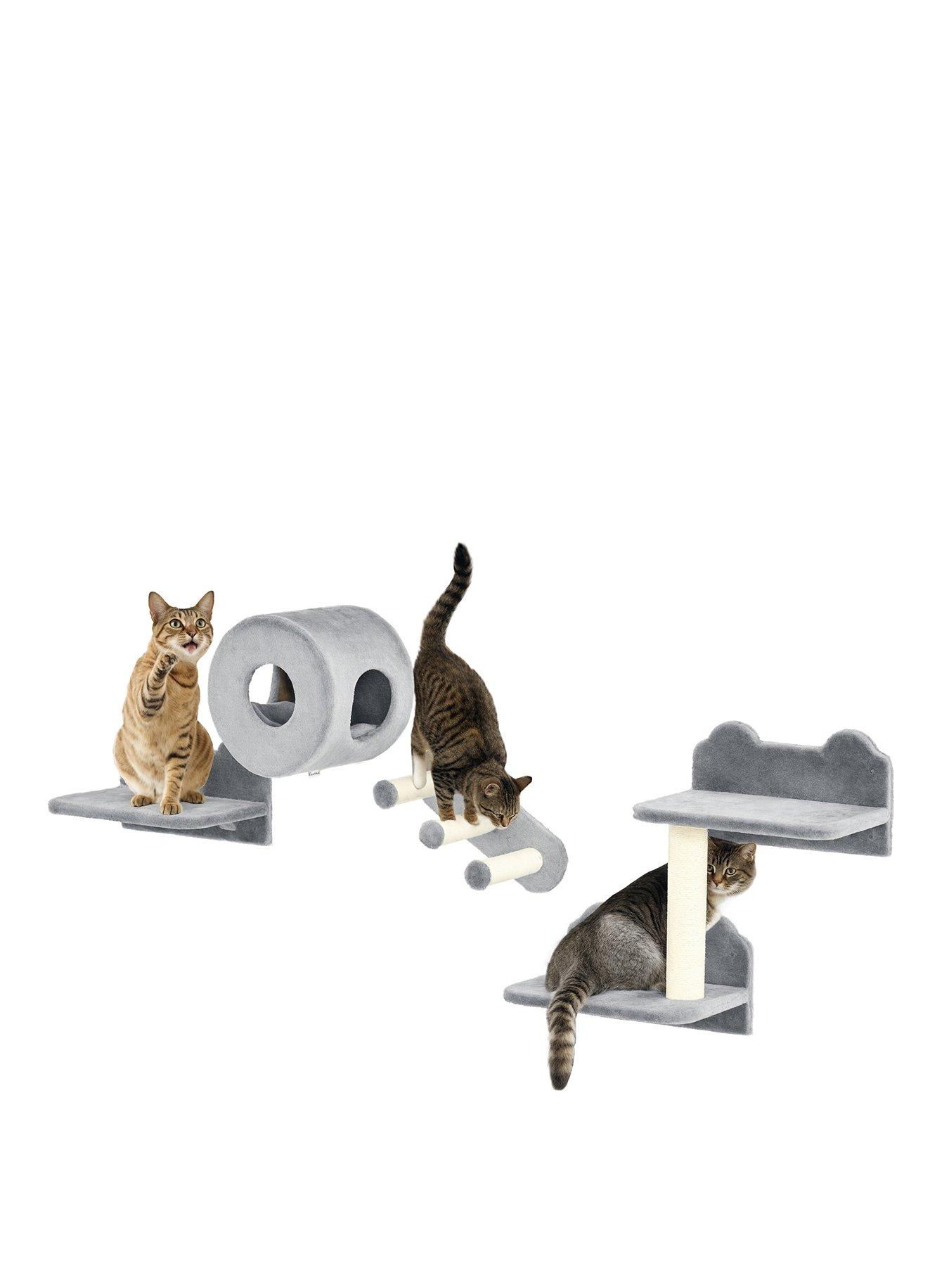 Image 2 of 7 of PawHut Cat Wall Furniture with Platforms, Steps, Perch, Cat House - Grey