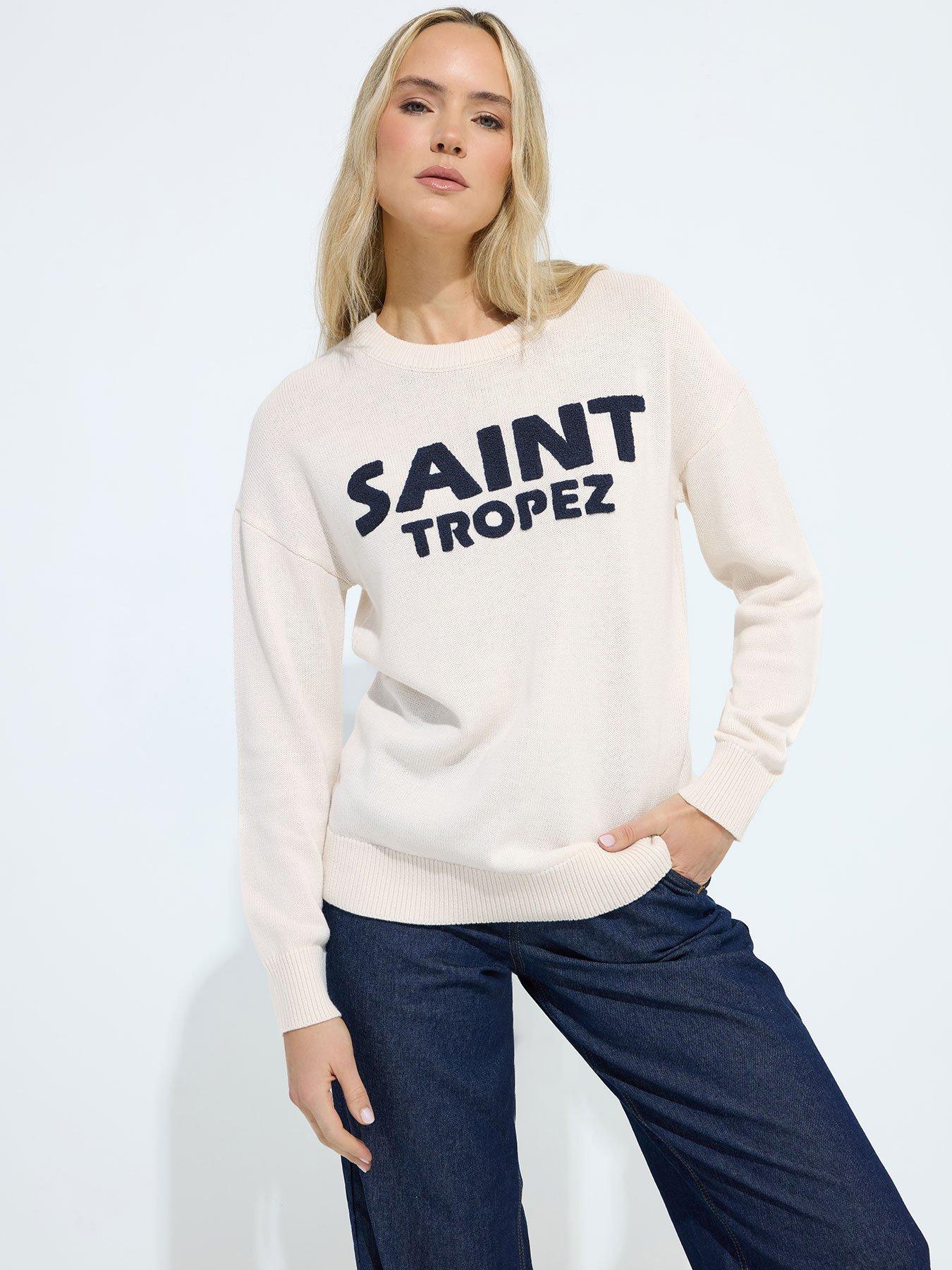 Long Tall Sally Boucle Slogan Jumper - Cream