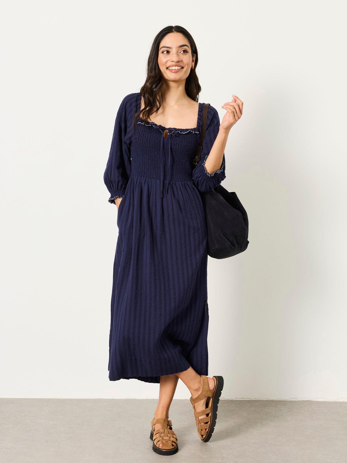 Image 3 of 6 of FatFace Amelie Midi Dress - Navy