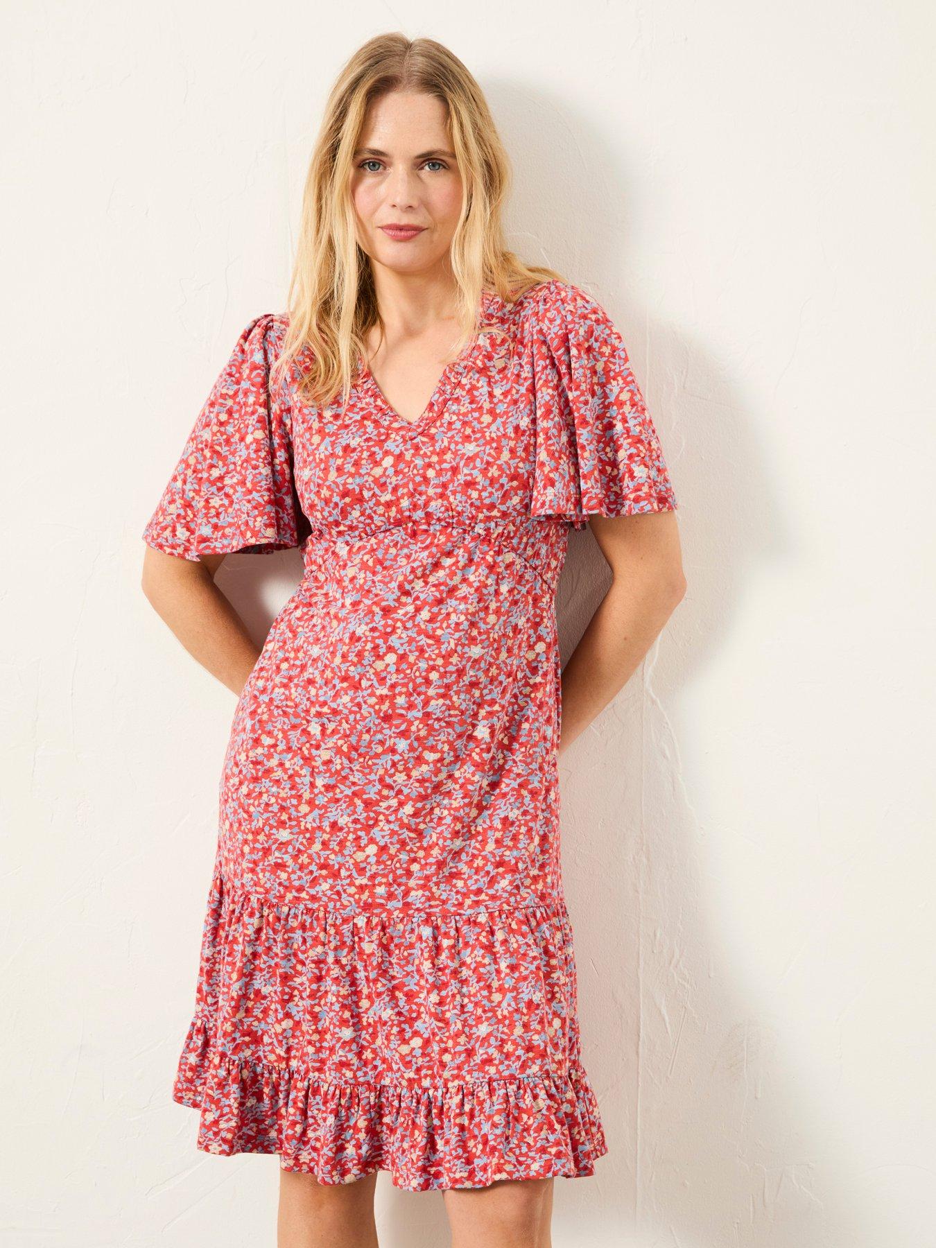 Image 1 of 5 of FatFace Grace Surf Ditsy Dress - Red