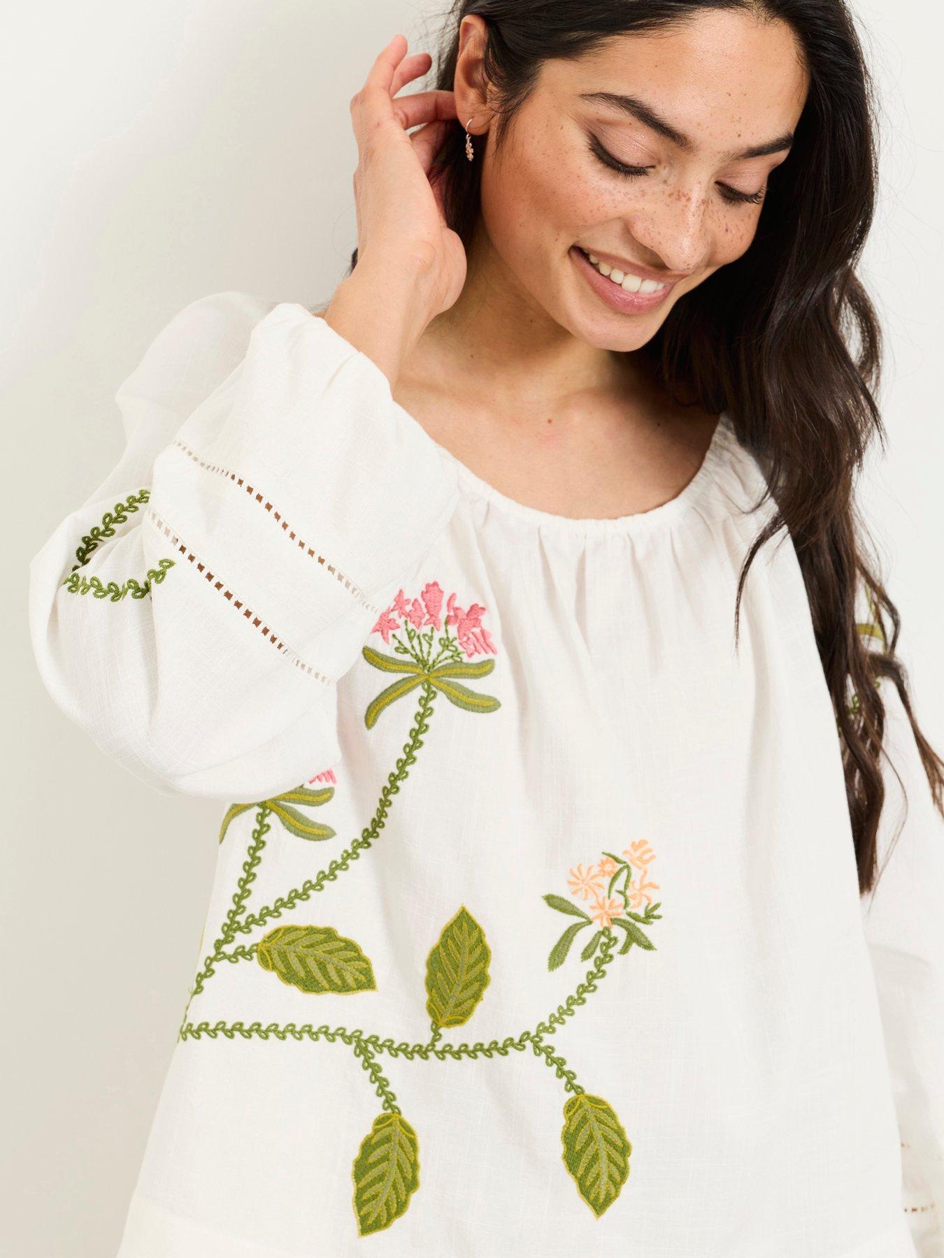 FatFace Dawn Embroidered Blouse - Ivory