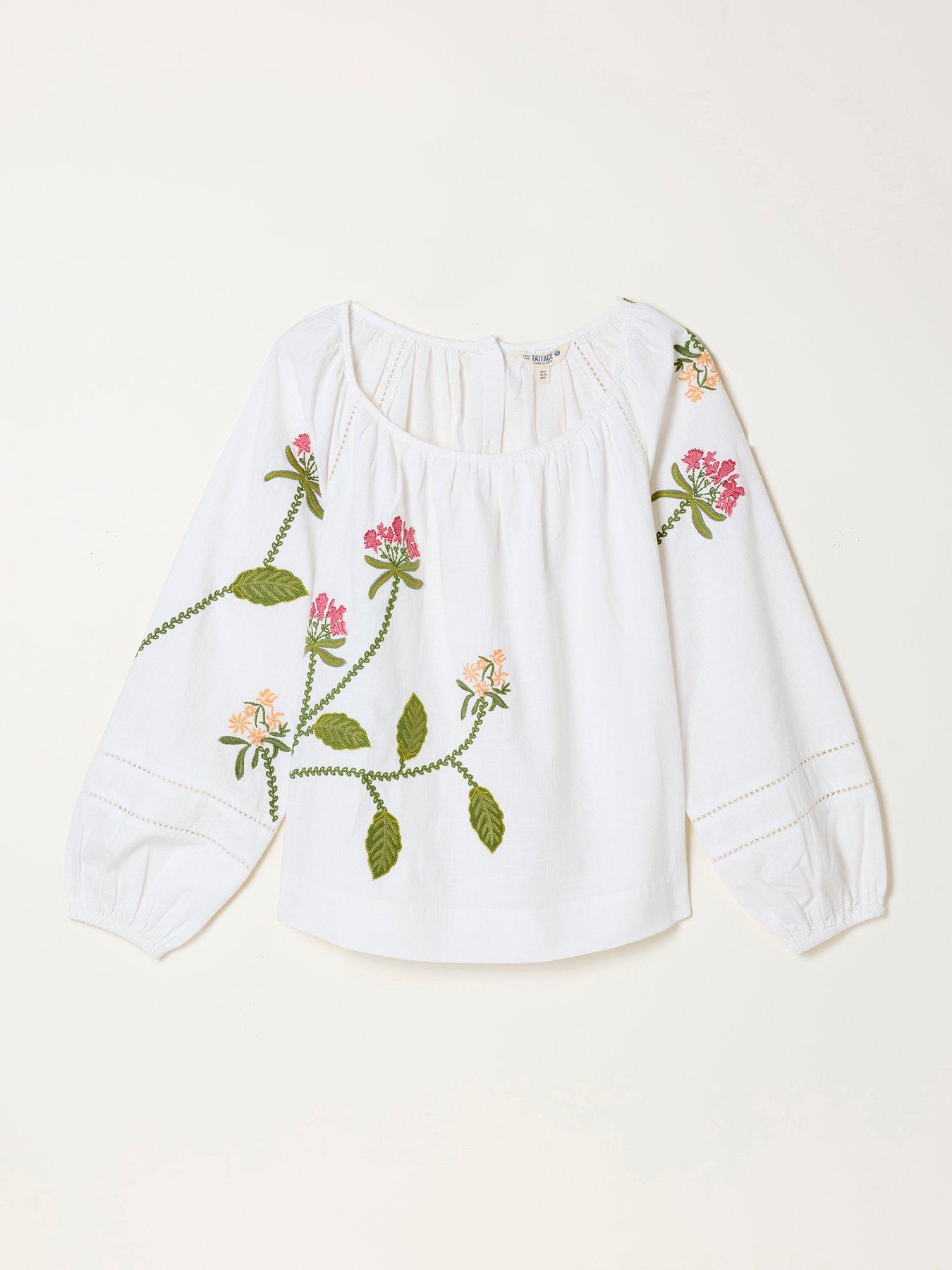 Image 5 of 5 of FatFace Dawn Embroidered Blouse - Ivory