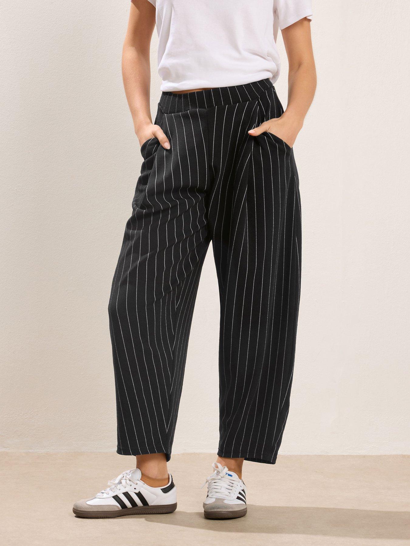 PixieGirl Petite Stripe Scuba Barrel Trousers