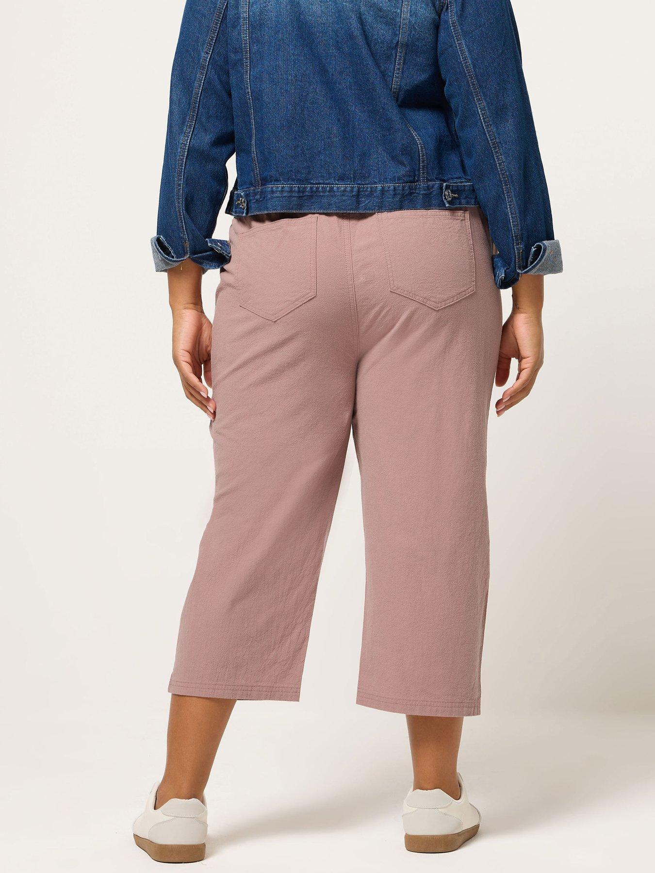 Image 2 of 5 of Yours Curve Cool Cotton Cropped Trouser - Pink