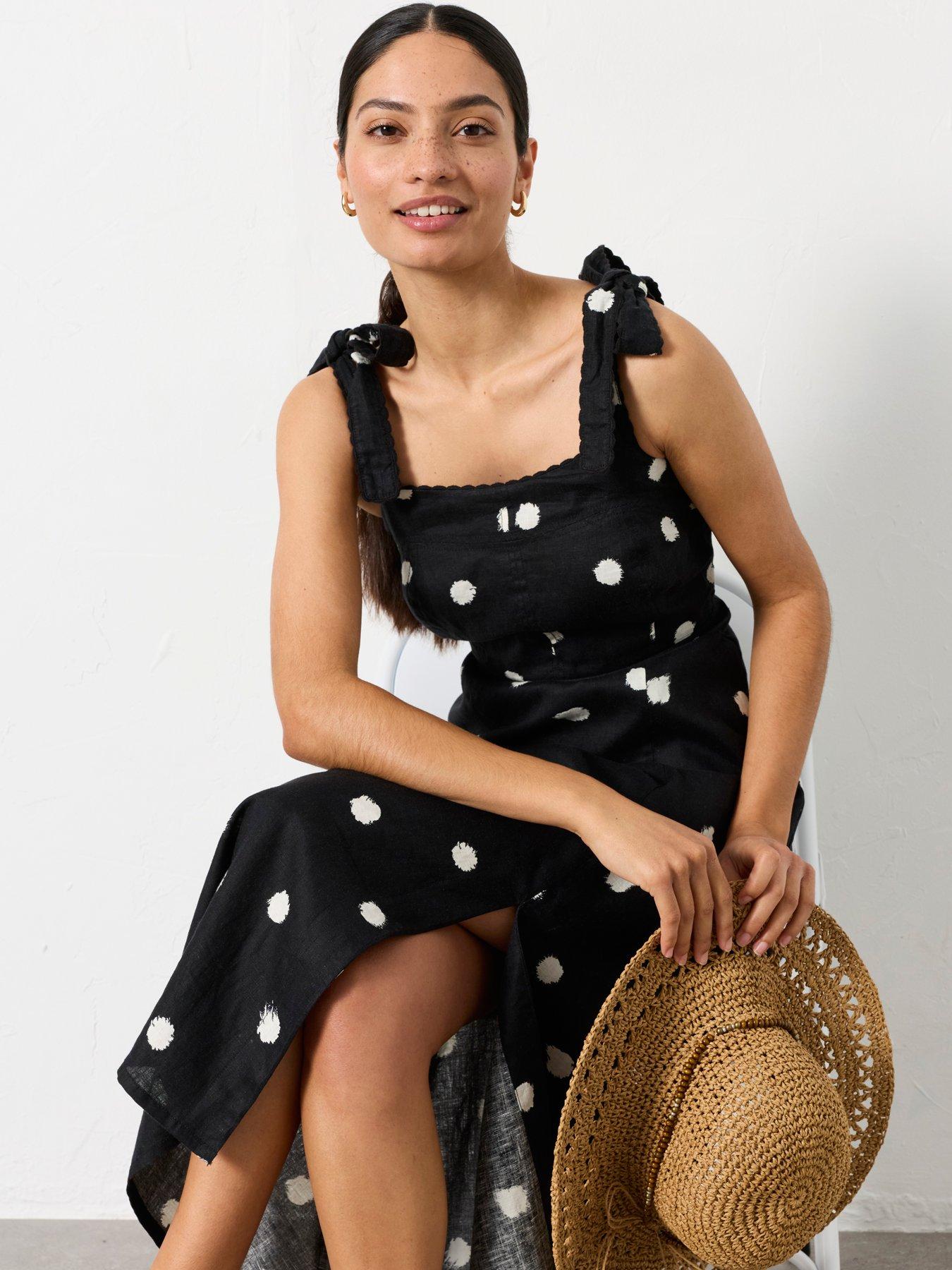 FatFace Delphine Linen Spot, Black, Size 10, Women