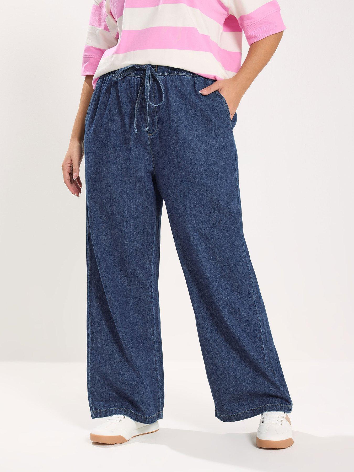 Yours Curve Seam Front Wide Leg Jean 30"