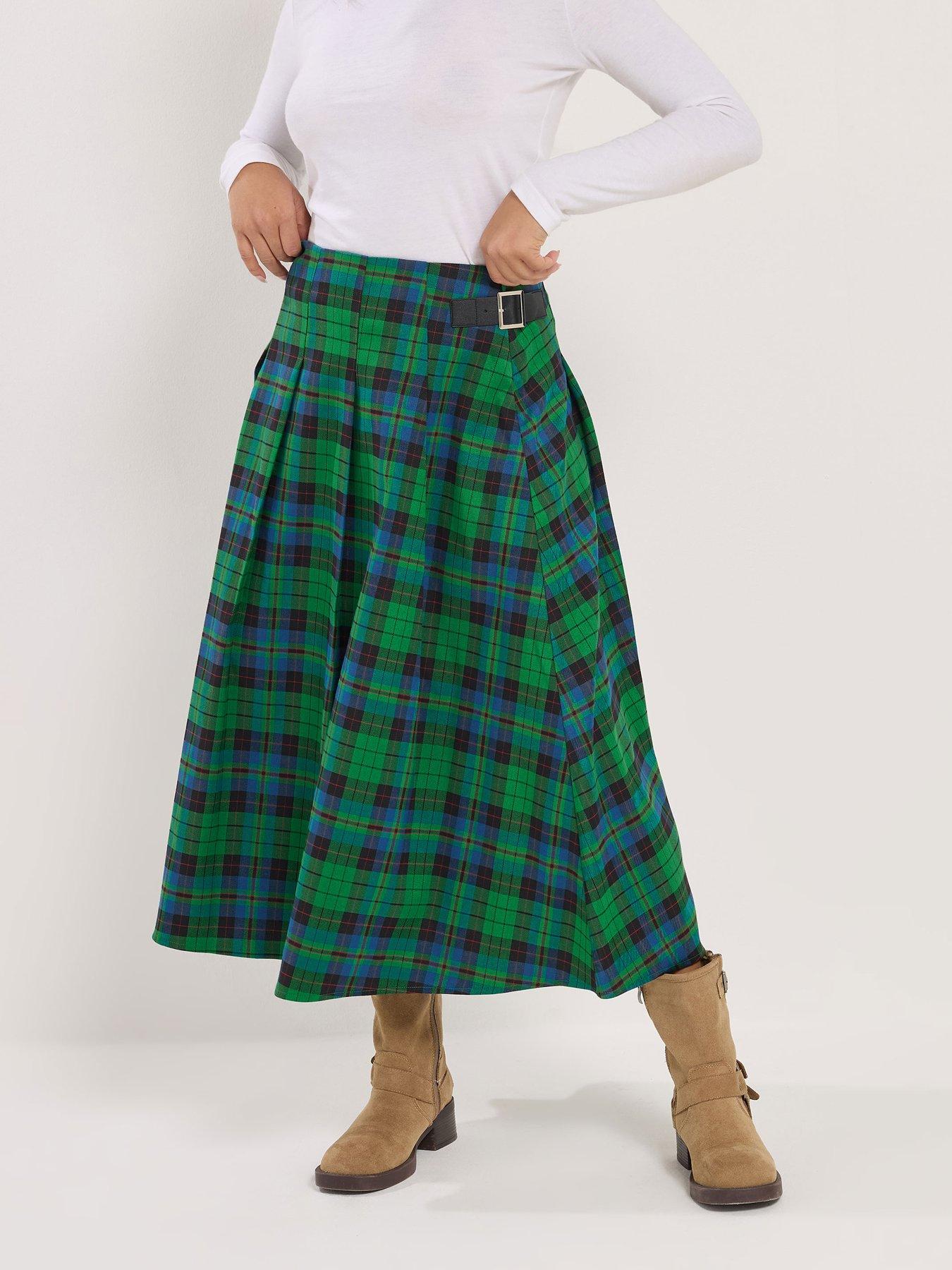 PixieGirl Petite Check Buckle Midi Skirt