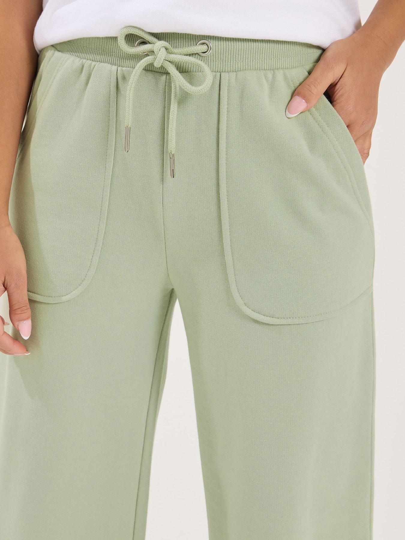 Image 4 of 5 of PixieGirl Petite Patch Pocket Wide Leg Joggers - Green