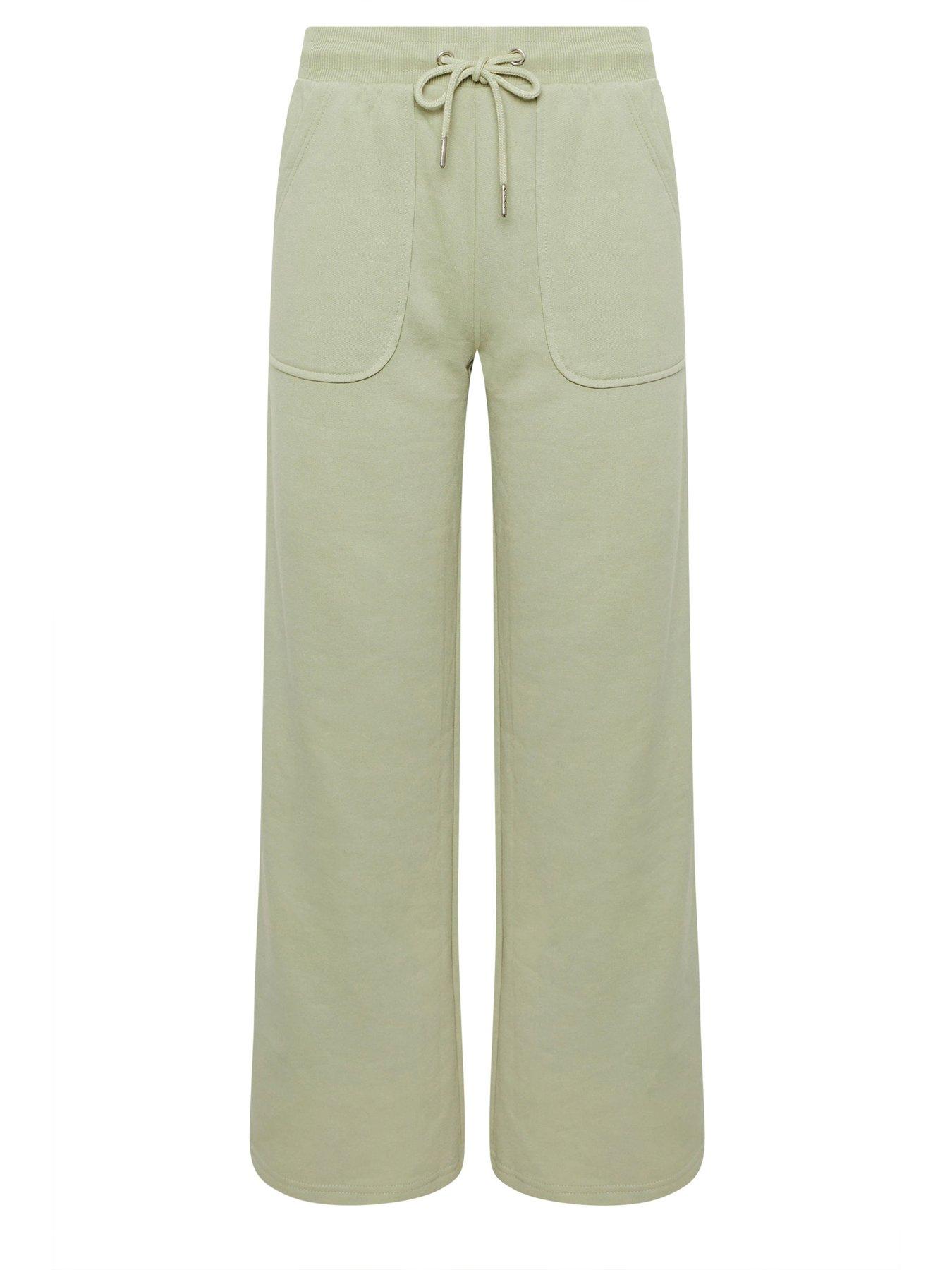 Image 5 of 5 of PixieGirl Petite Patch Pocket Wide Leg Joggers - Green