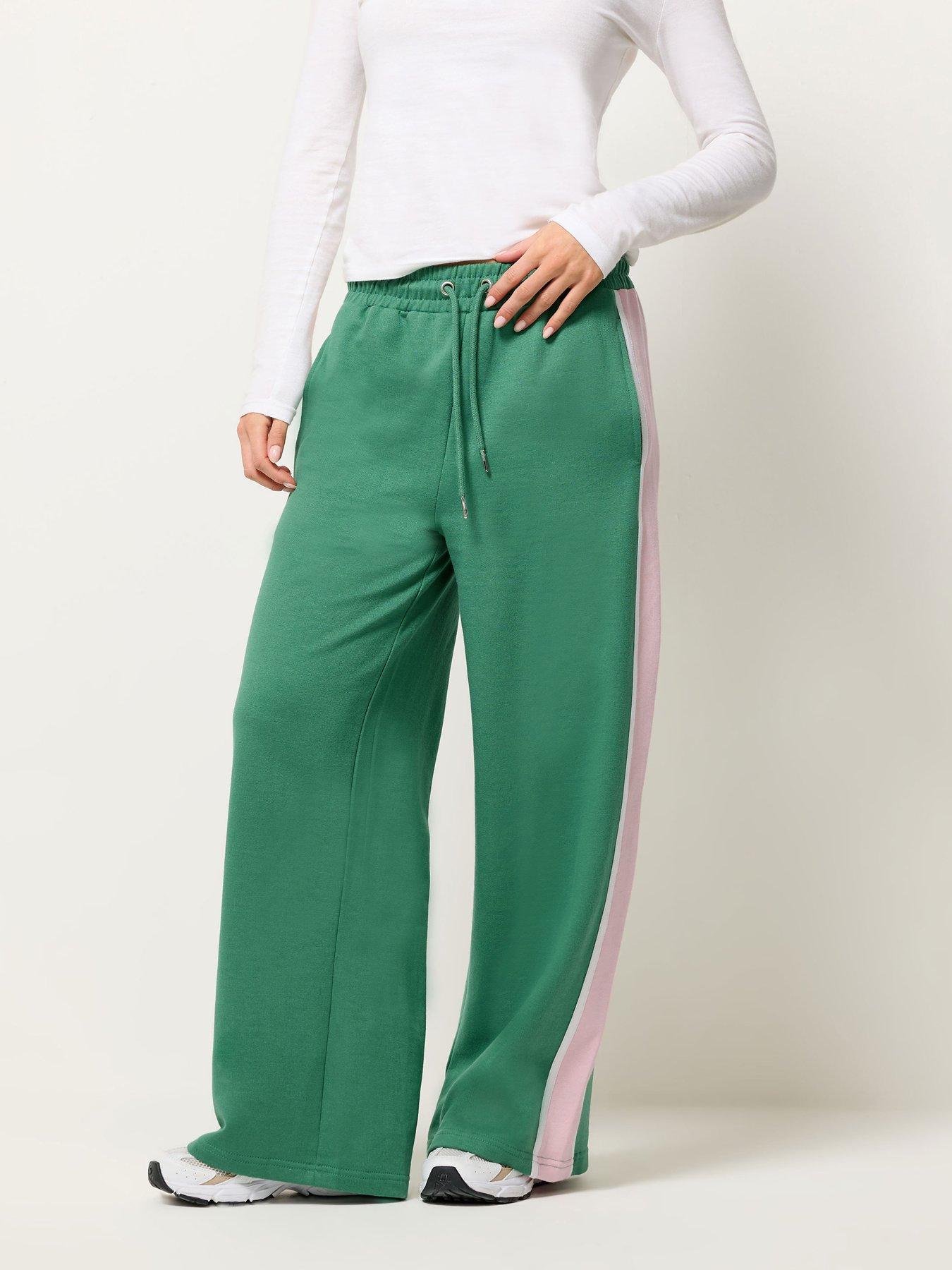 PixieGirl Petite Side Stripe Piped Joggers - Green