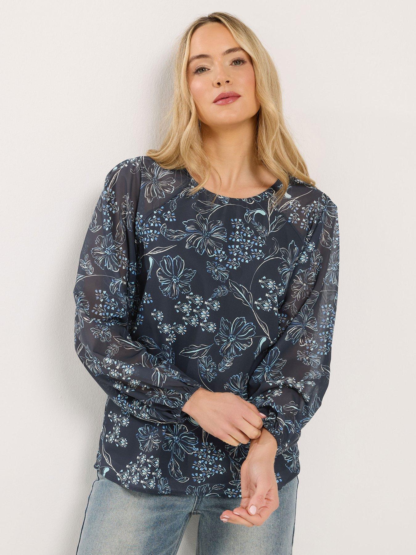 Long Tall Sally Tall Floral Georgette Raglan Top