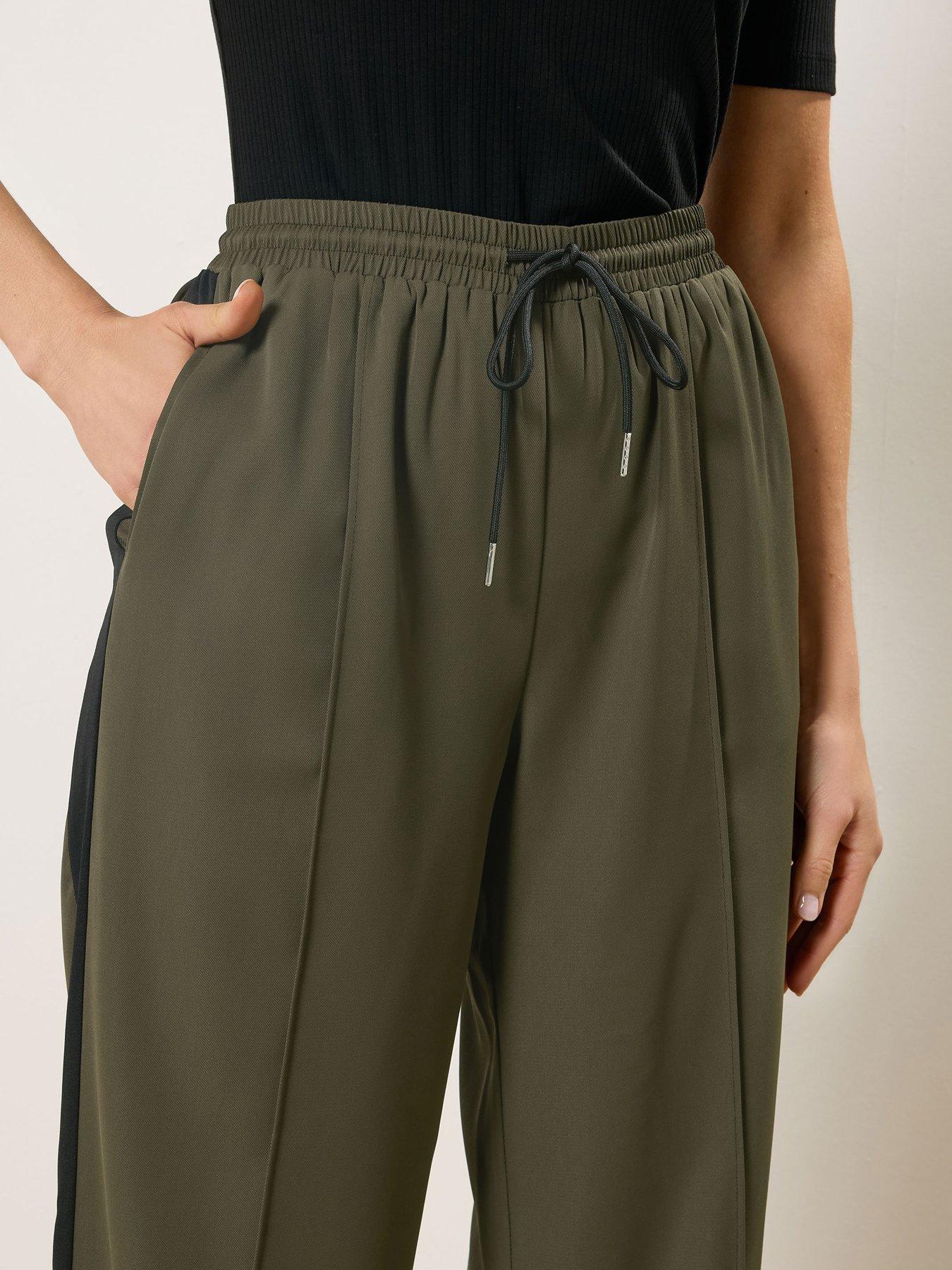 Image 4 of 5 of Long Tall Sally Side Stripe Wide Leg Trousers 36" - Green