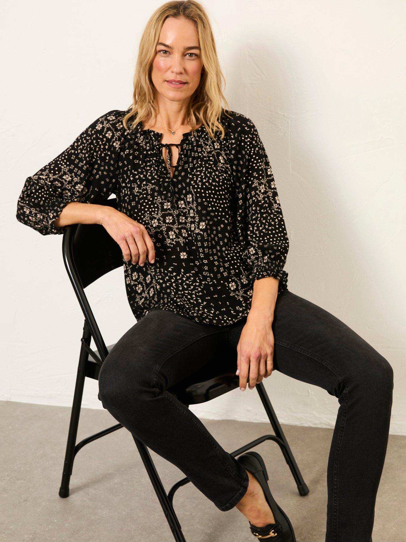FatFace Kira Mono Blouse - Black