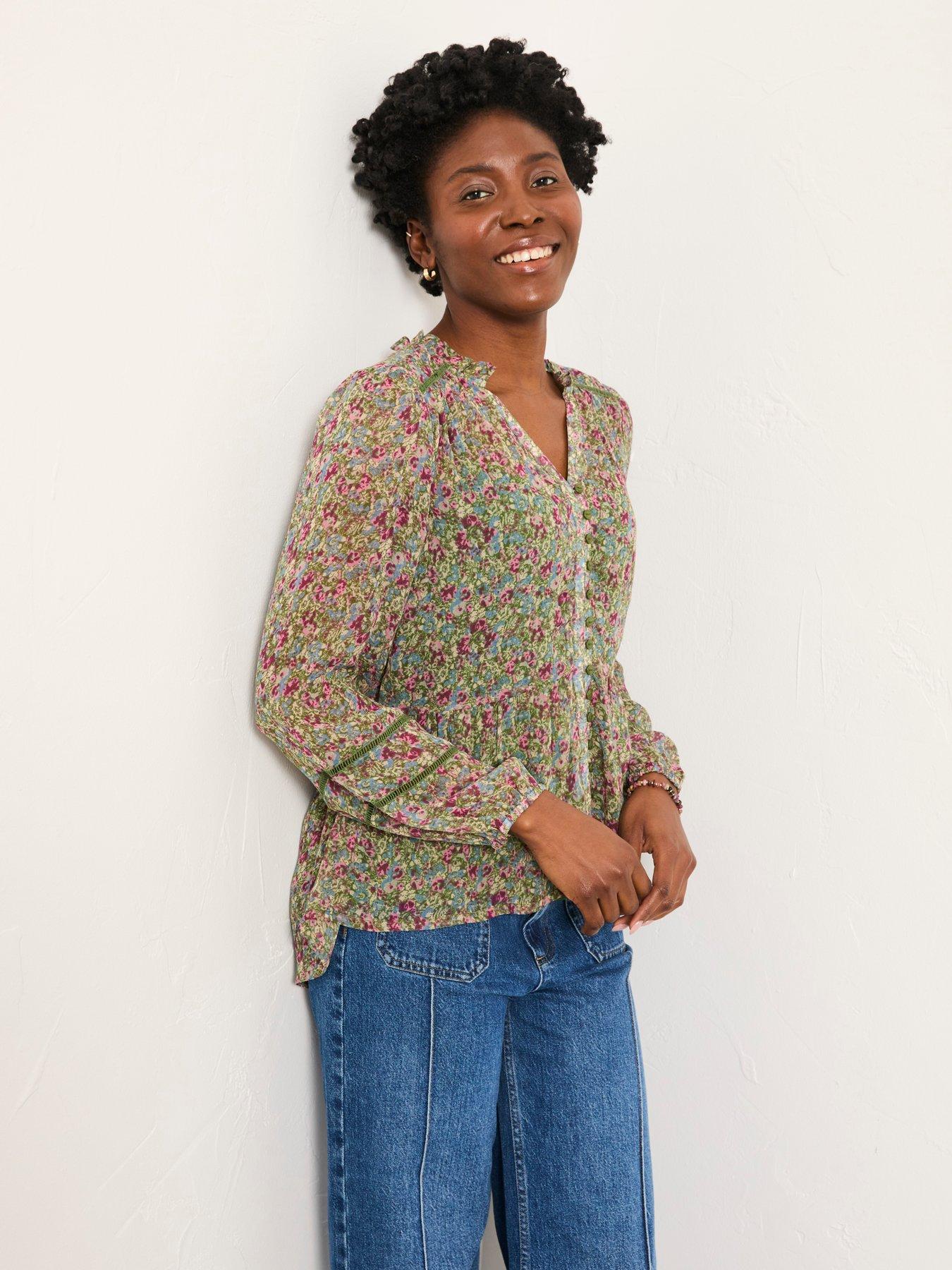 Image 3 of 5 of FatFace Mel Ditsy Meadow Blouse - Green