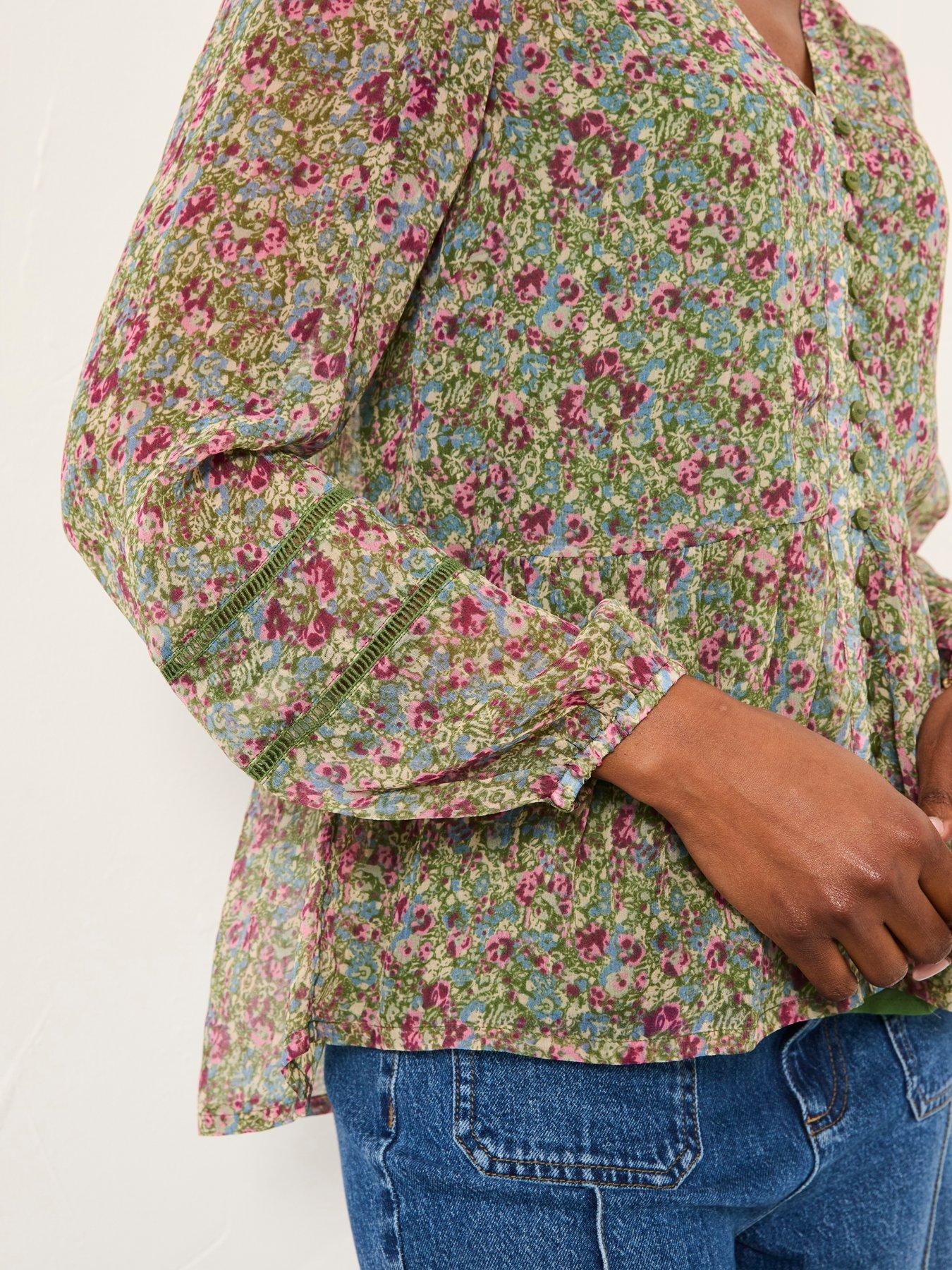 Image 4 of 5 of FatFace Mel Ditsy Meadow Blouse - Green