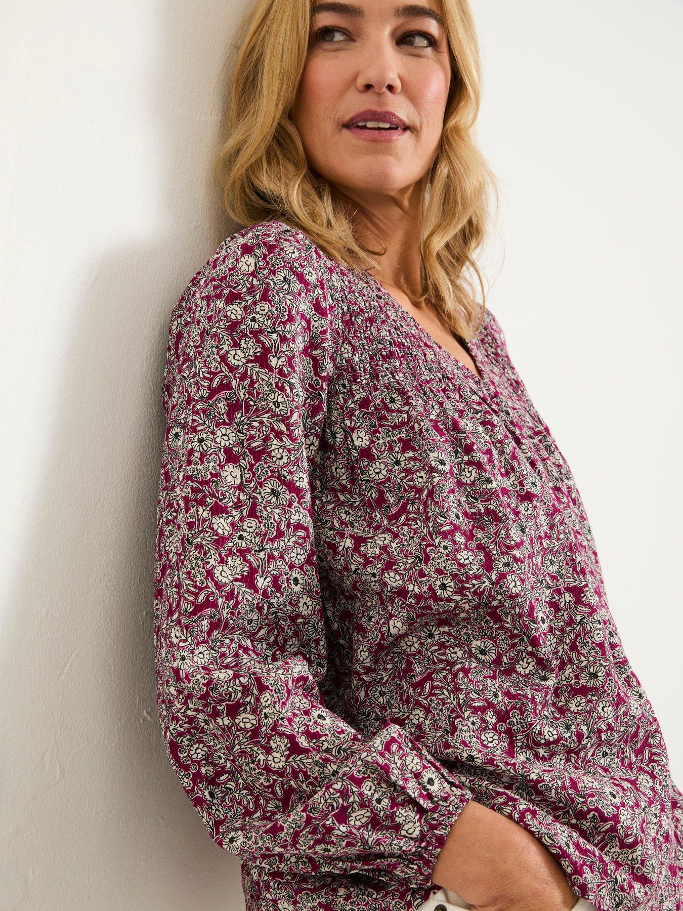 FatFace Nessie 2 Tone Floral Regular Blouse - Plum Purple | Very