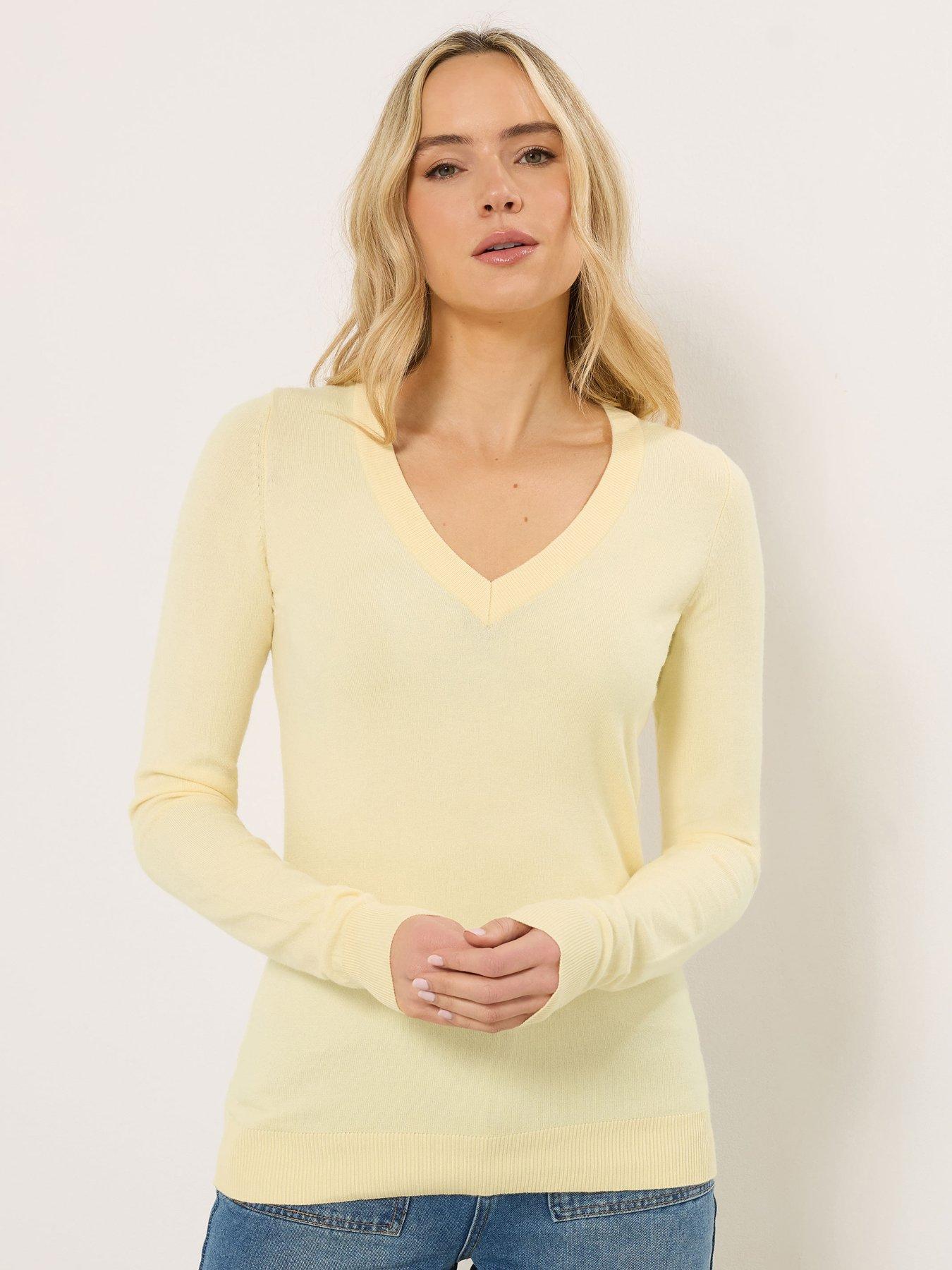 Long Tall Sally Fine Gauge V-Neck Jumper - Yellow