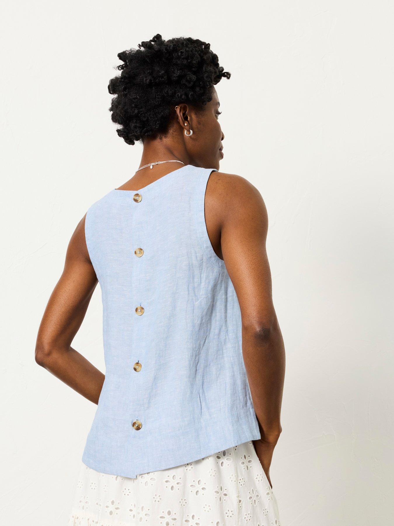 Image 2 of 6 of FatFace Dara Linen Blouse - Blue