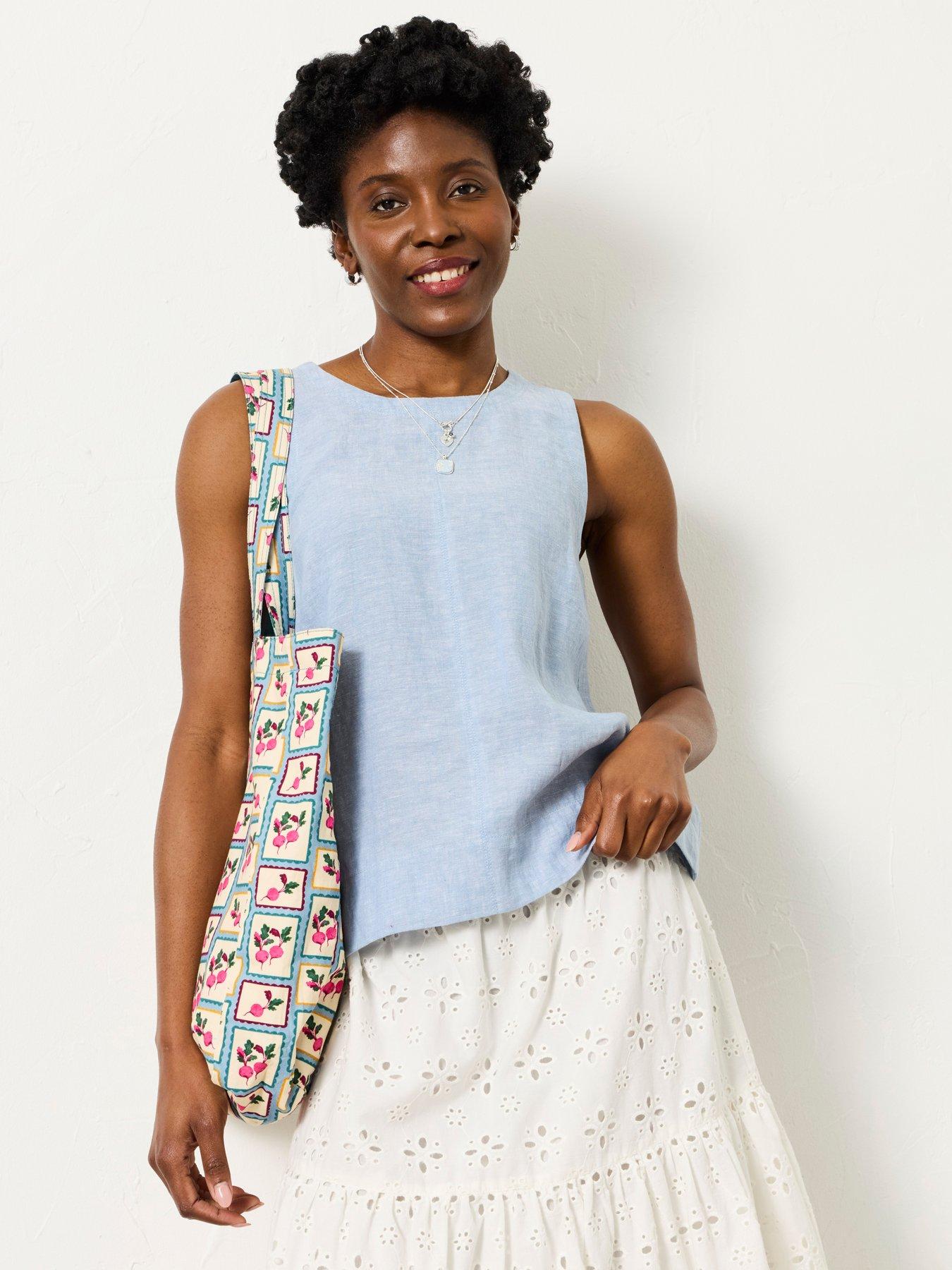 Image 4 of 6 of FatFace Dara Linen Blouse - Blue
