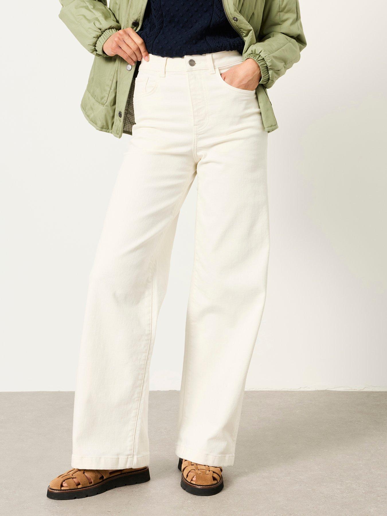Image 4 of 6 of FatFace Welling Wide Leg Jea - Ecru