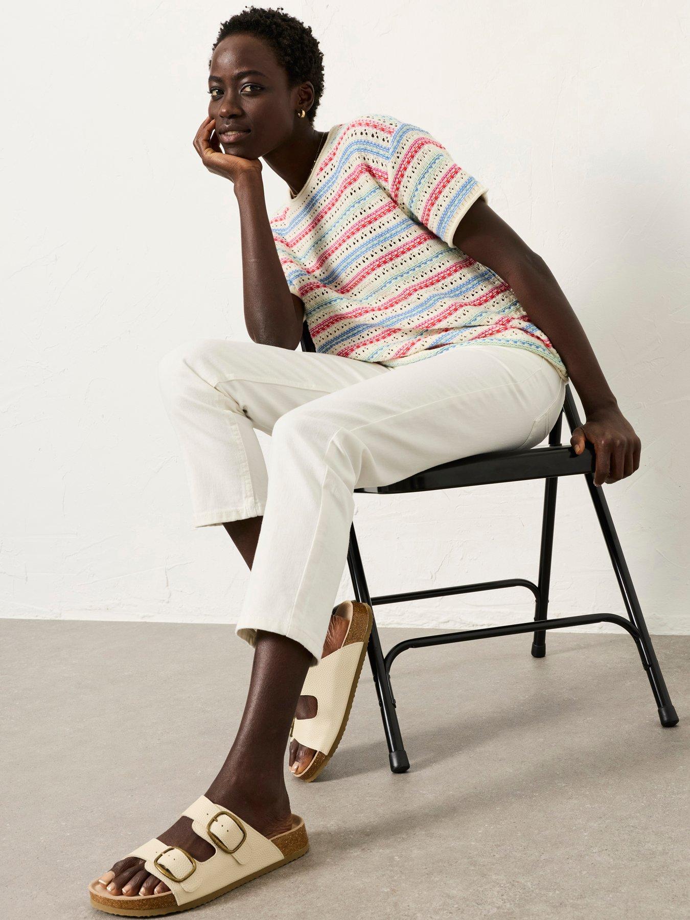 Image 1 of 6 of FatFace Whitby Capri Jean - White