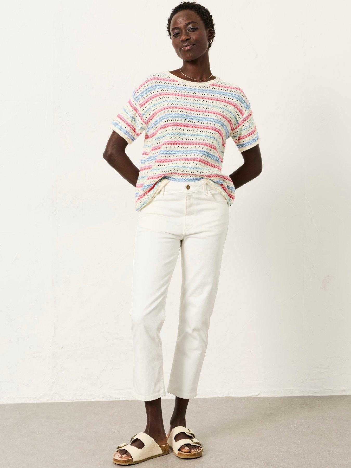 Image 3 of 6 of FatFace Whitby Capri Jean - White
