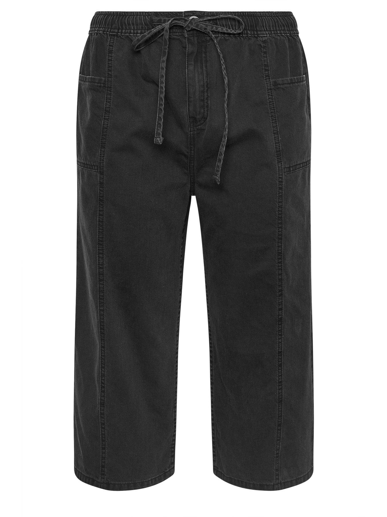 Image 5 of 5 of Yours Curve Tie Waist Crop Trouser - Black