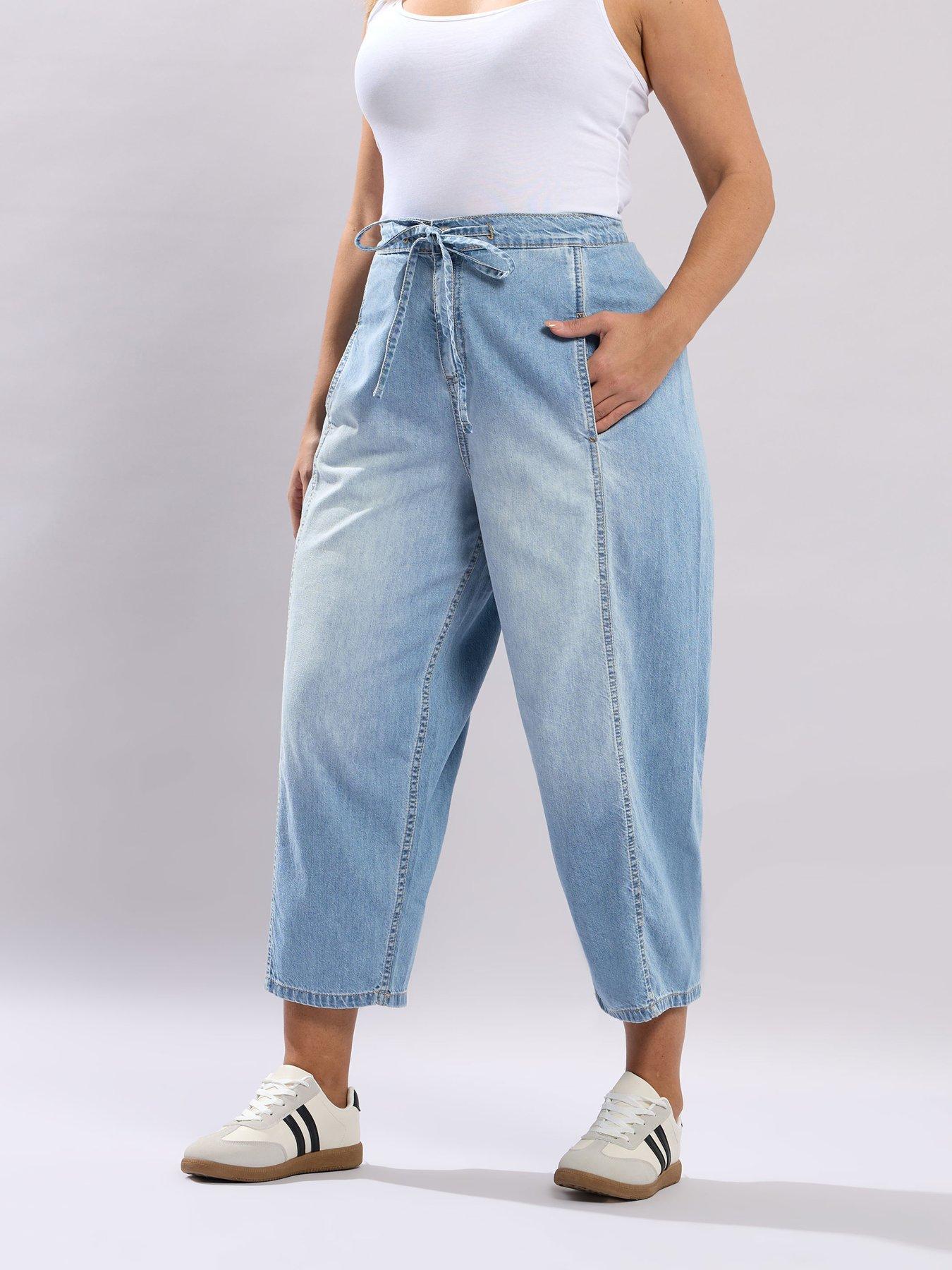 Image 1 of 5 of Yours Curve Crop Barrel Leg Jean - Blue