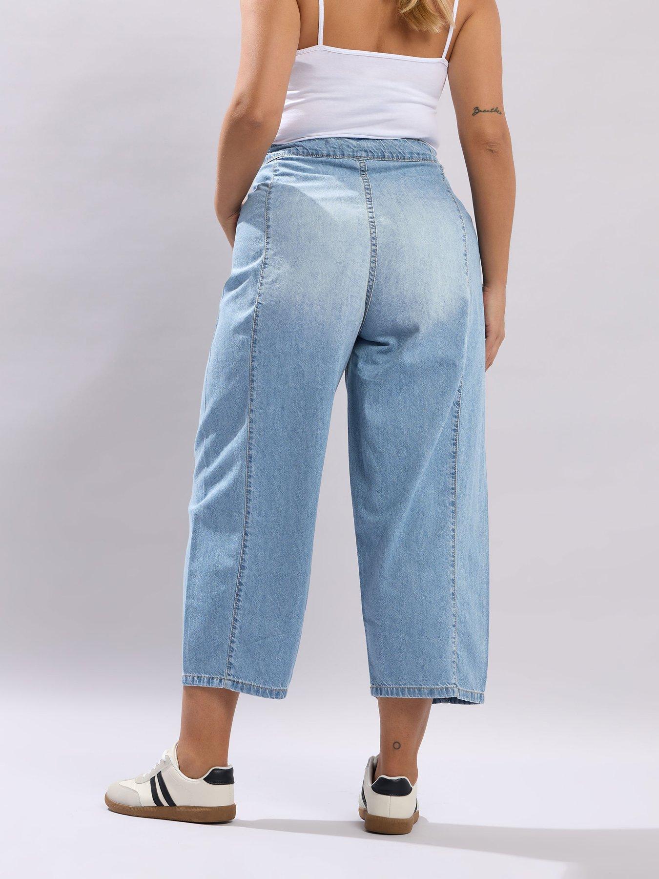 Image 2 of 5 of Yours Curve Crop Barrel Leg Jean - Blue