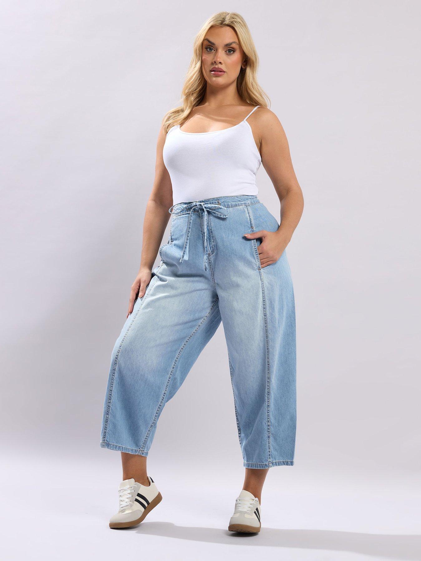 Image 3 of 5 of Yours Curve Crop Barrel Leg Jean - Blue