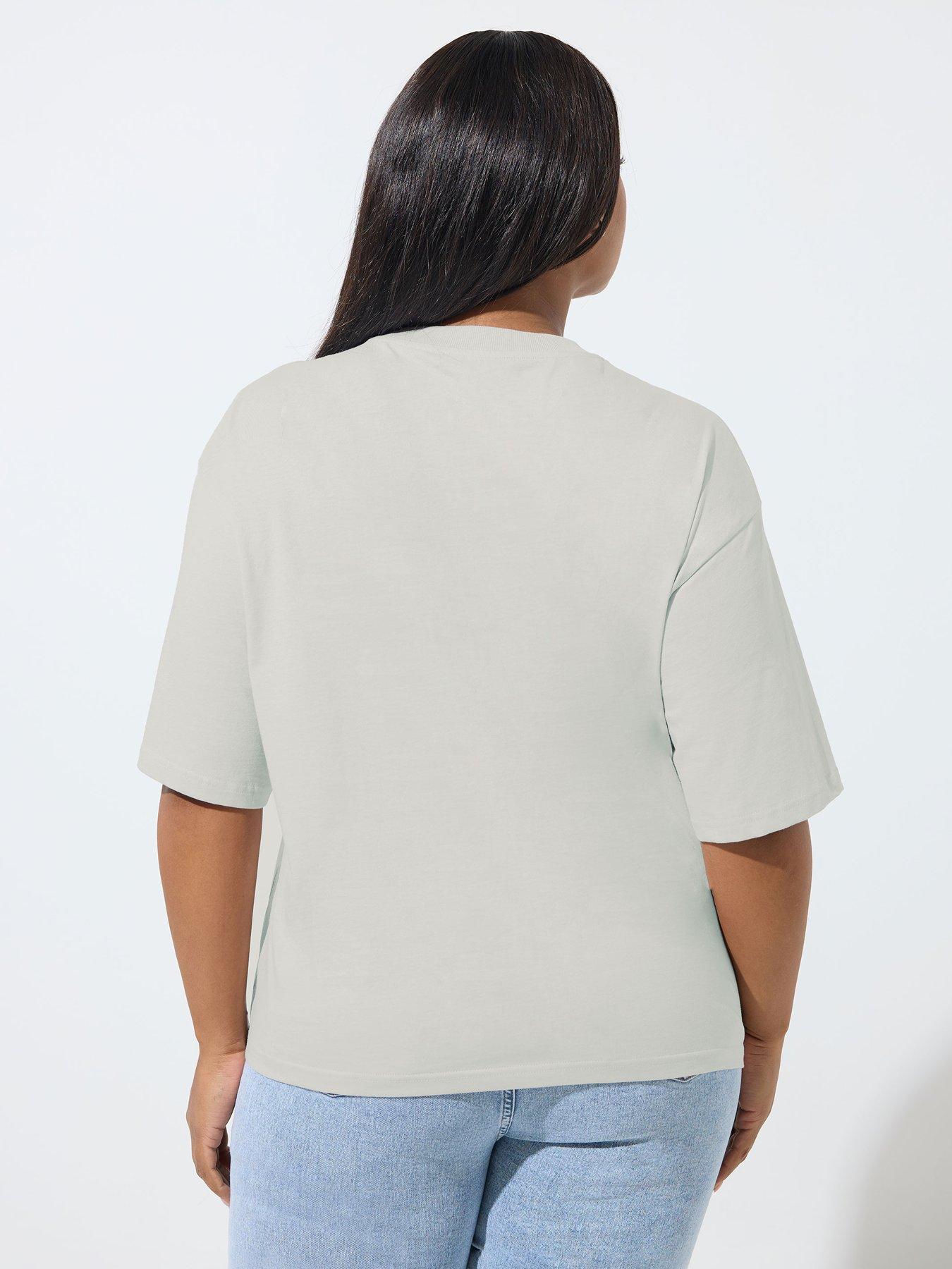 Image 2 of 5 of Yours Curve Foil Vase T-Shirt - Grey