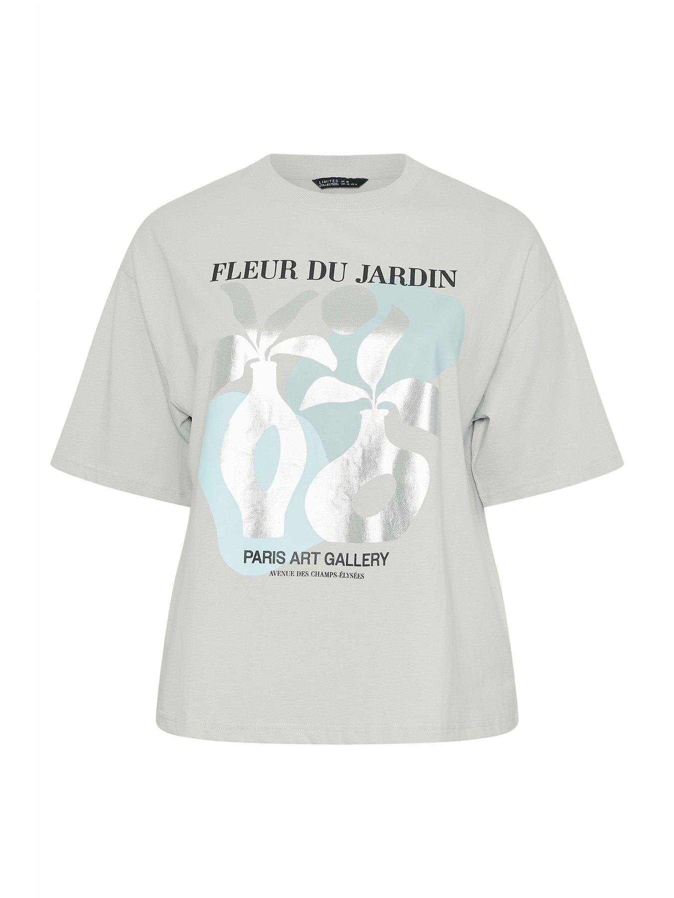 Image 5 of 5 of Yours Curve Foil Vase T-Shirt - Grey