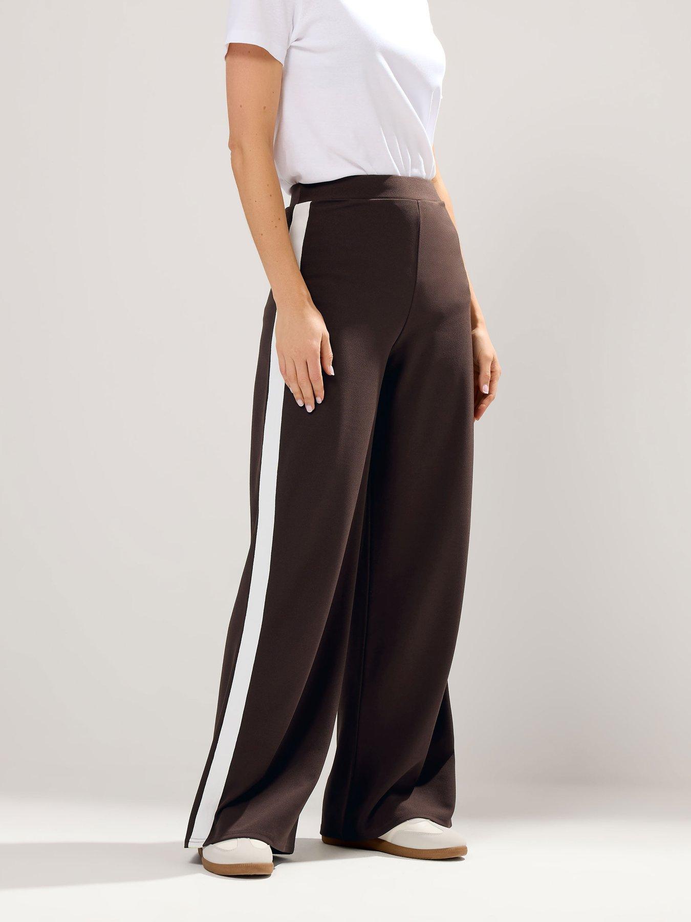 Long Tall Sally Tall Side Stripe Trousers 34" - Brown