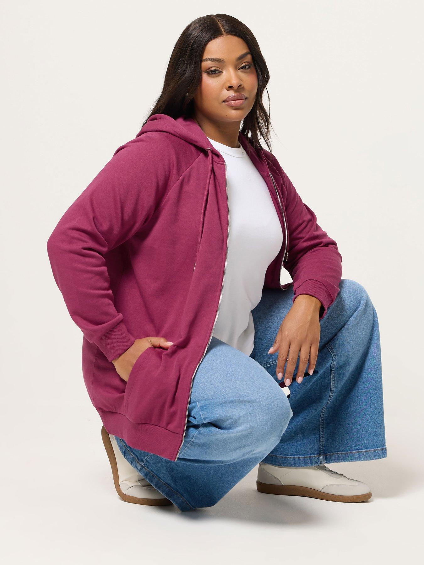 Yours Curve Zip Through Hoodie - Red