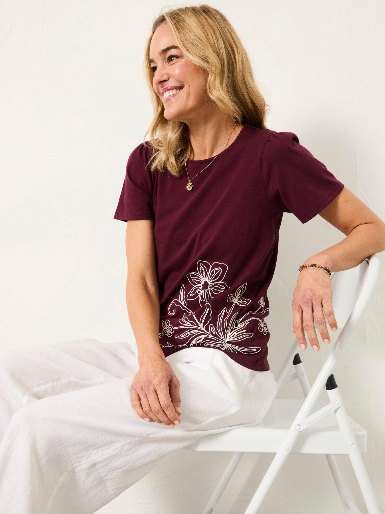 FatFace Freya Floral Tee - Plum Purple
