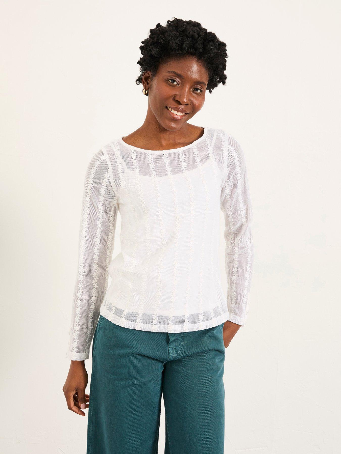 FatFace Lottie Lace 2In1 T-Shirt - Ivory - Cream