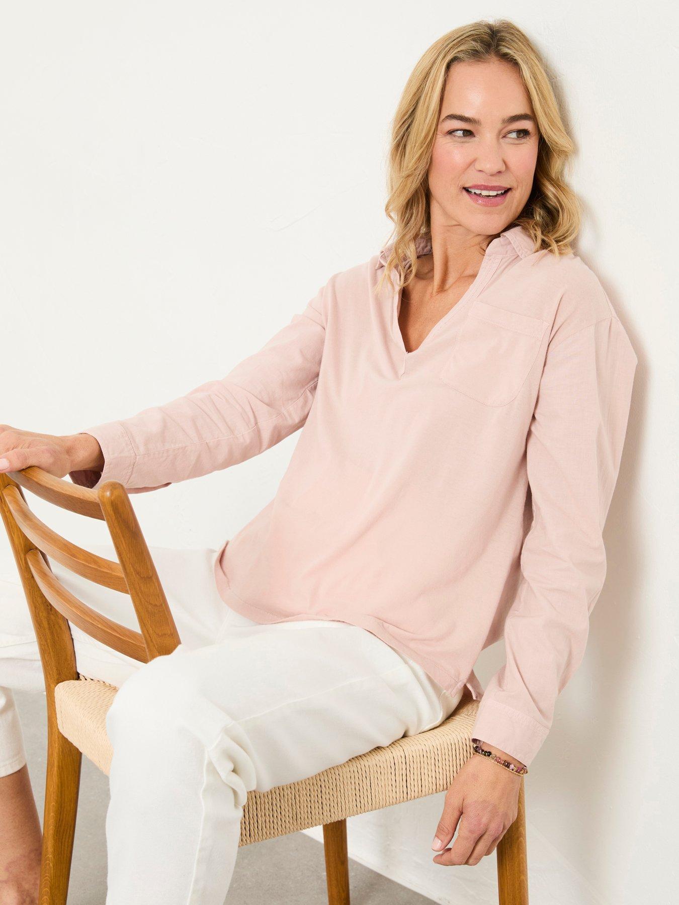 FatFace Paige Woven Jersey - Mid Pink