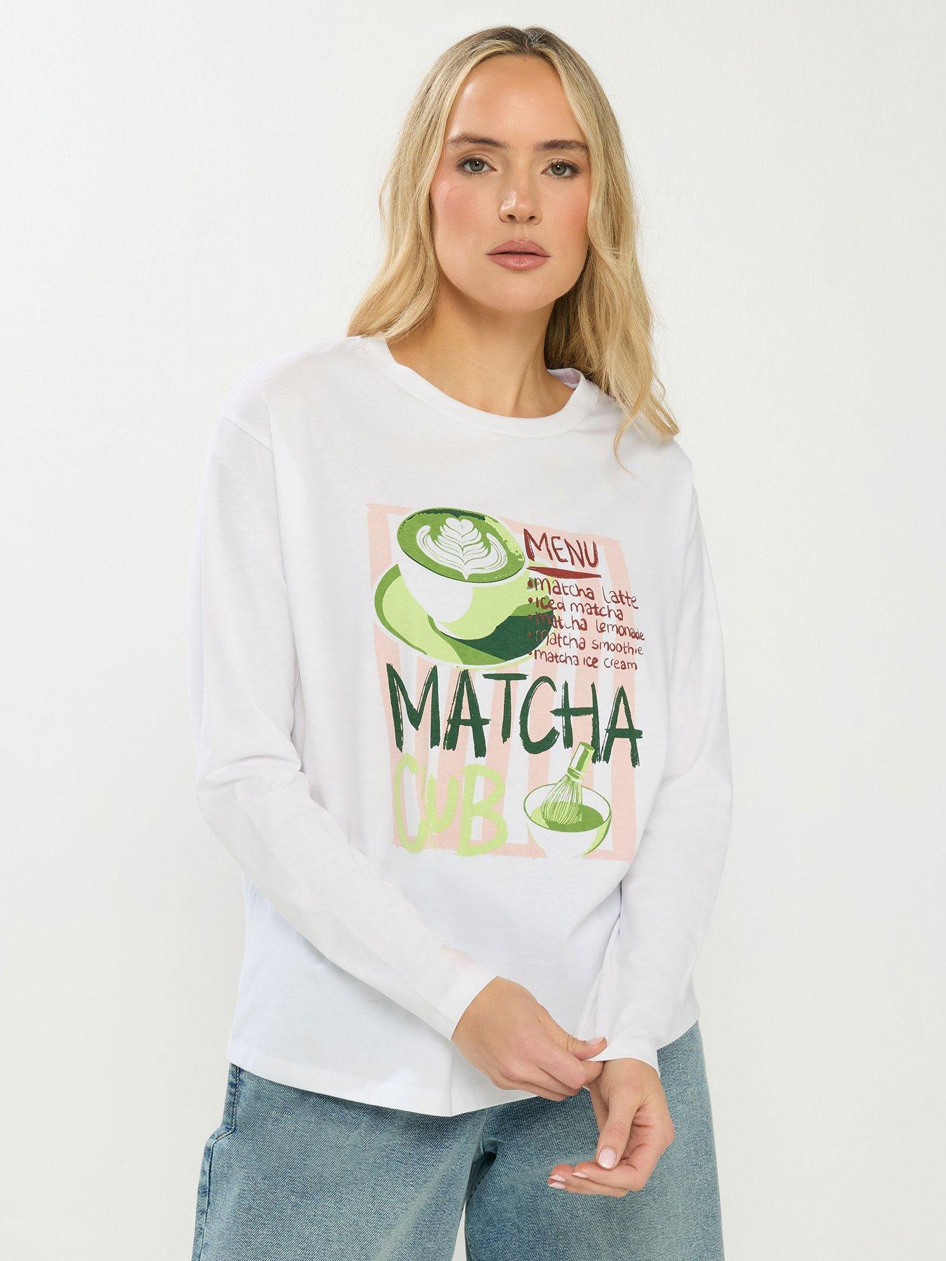 Long Tall Sally Tall Matcha Oversized Printed T-Shirt - White