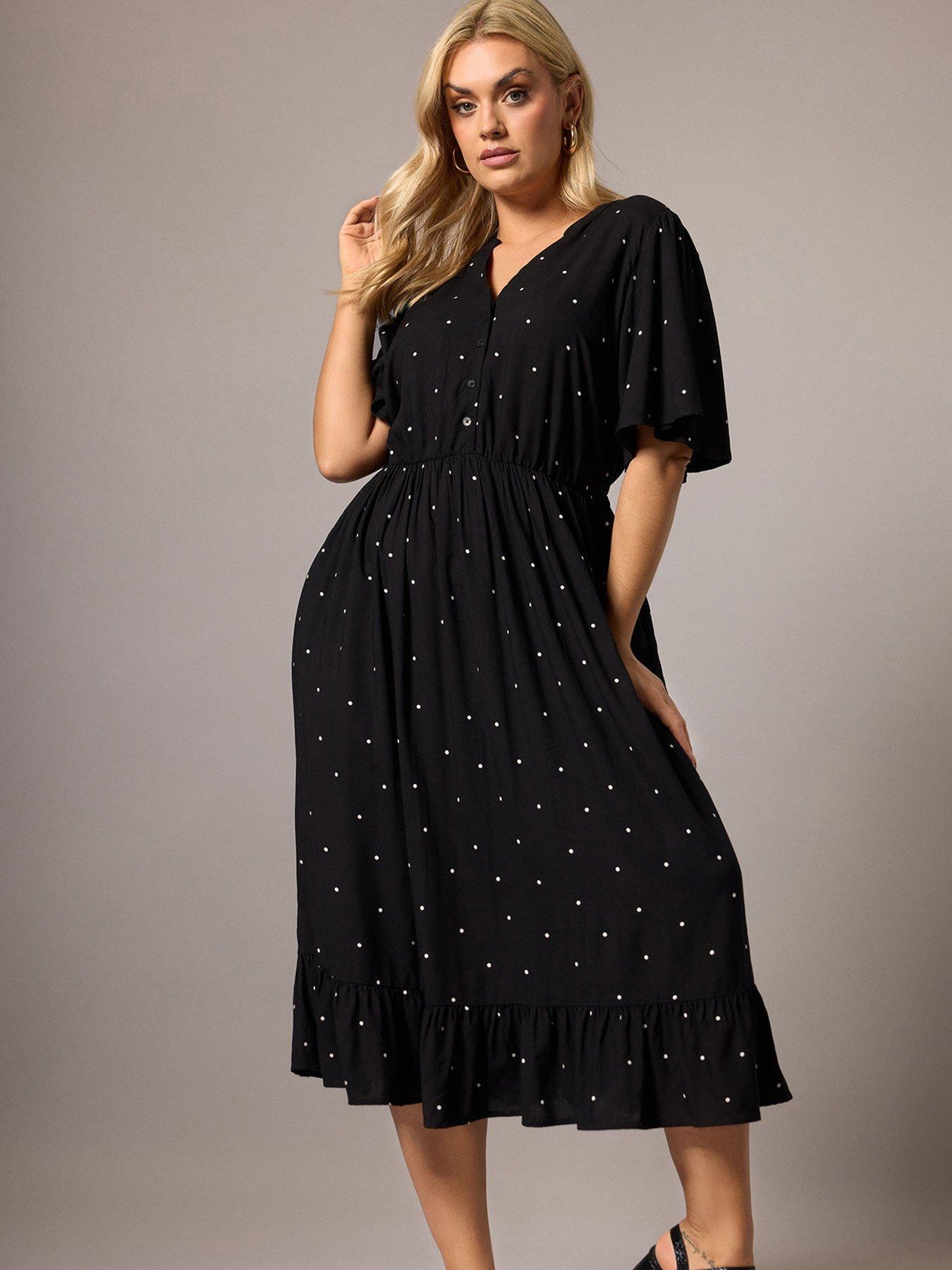 Yours Curve Half Placket Spot Dress