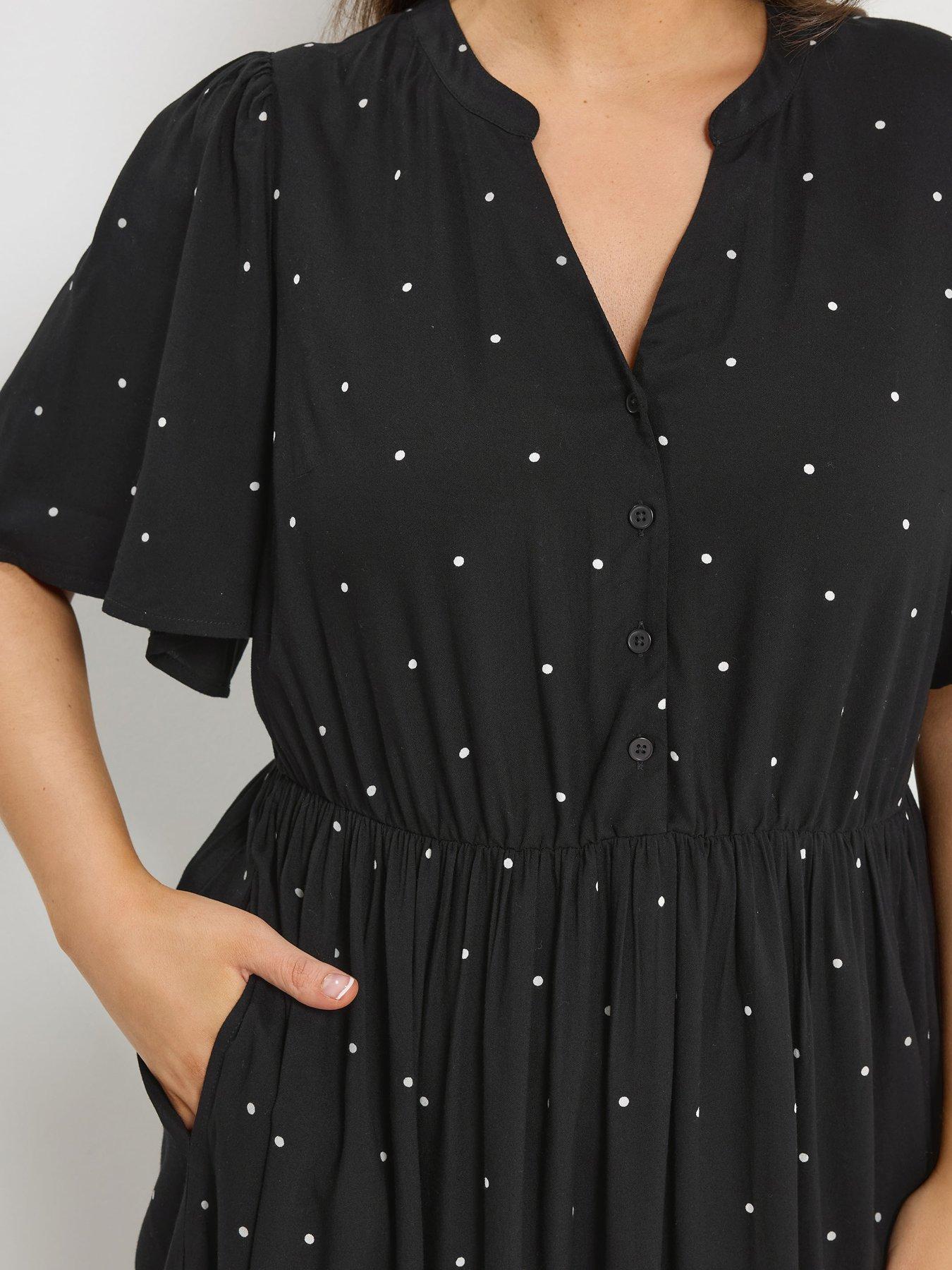 Image 4 of 5 of Yours Curve Half Placket Spot Dress