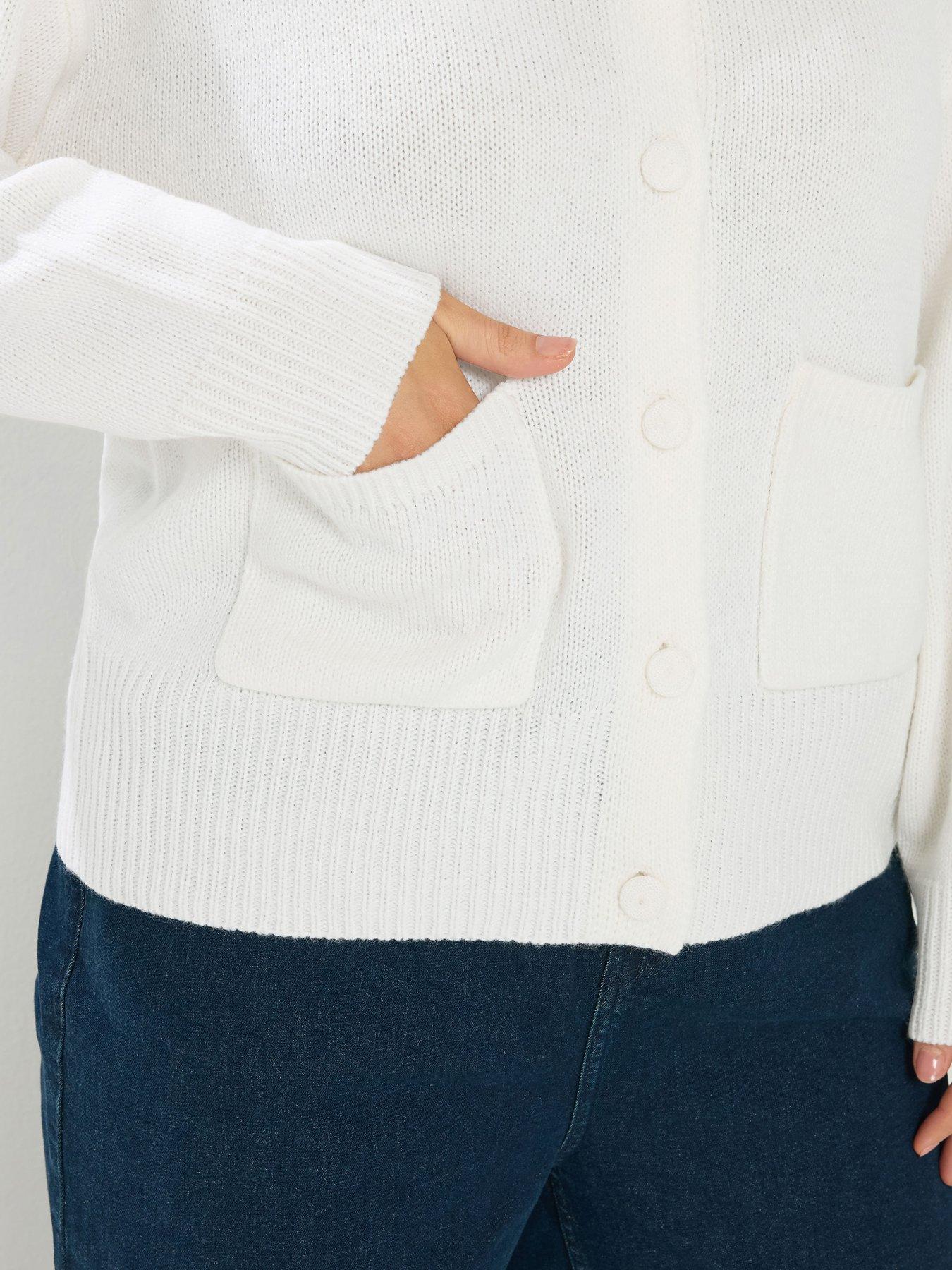 Image 4 of 5 of Yours Curve Button Through Bomber Cardigan - Cream