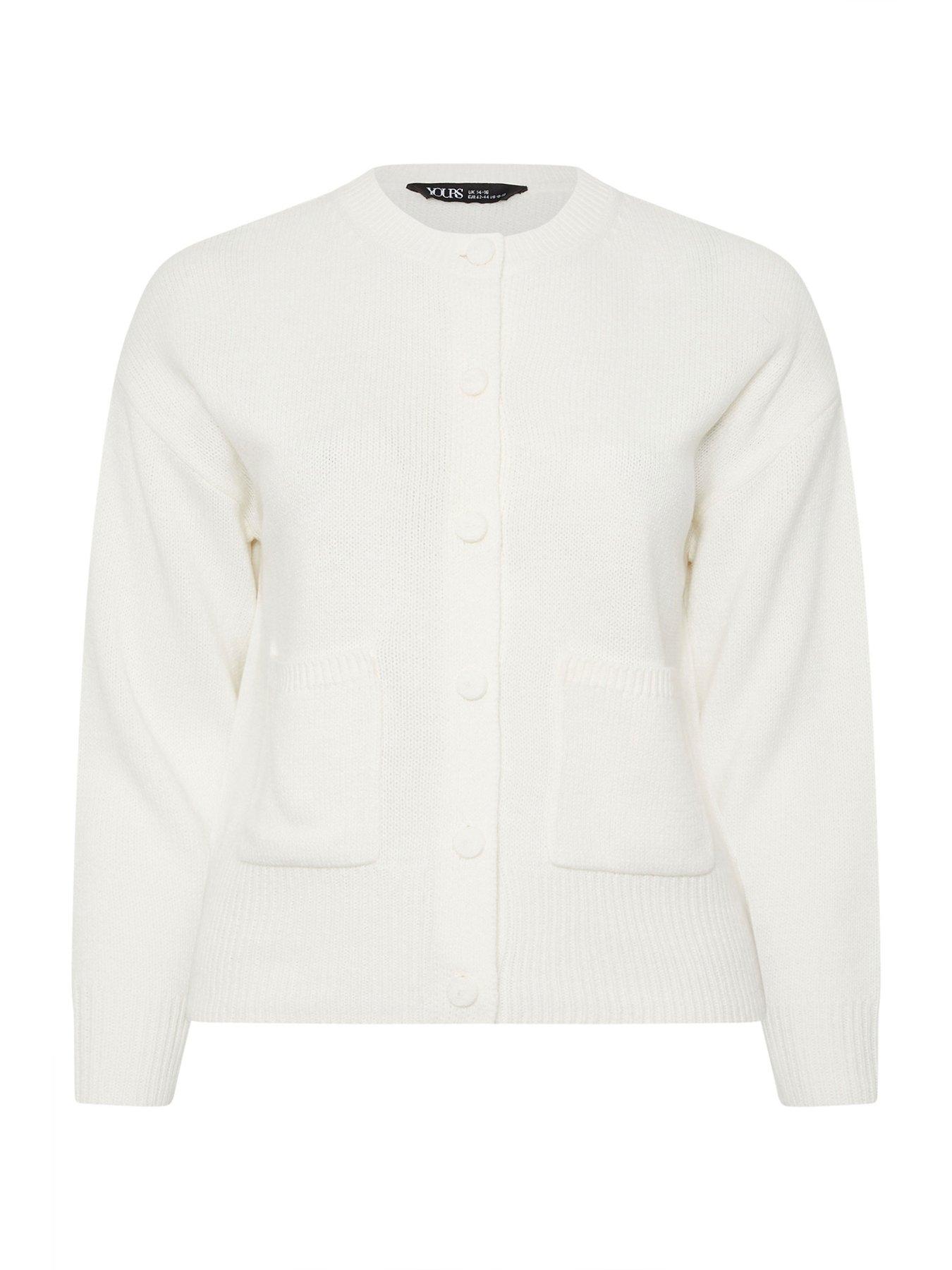 Image 5 of 5 of Yours Curve Button Through Bomber Cardigan - Cream