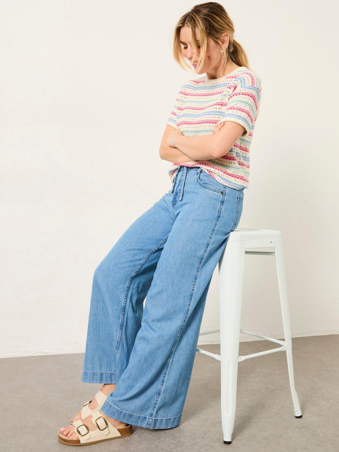 Image 1 of 7 of FatFace Amberley Wide Leg Jean - Denim Blue
