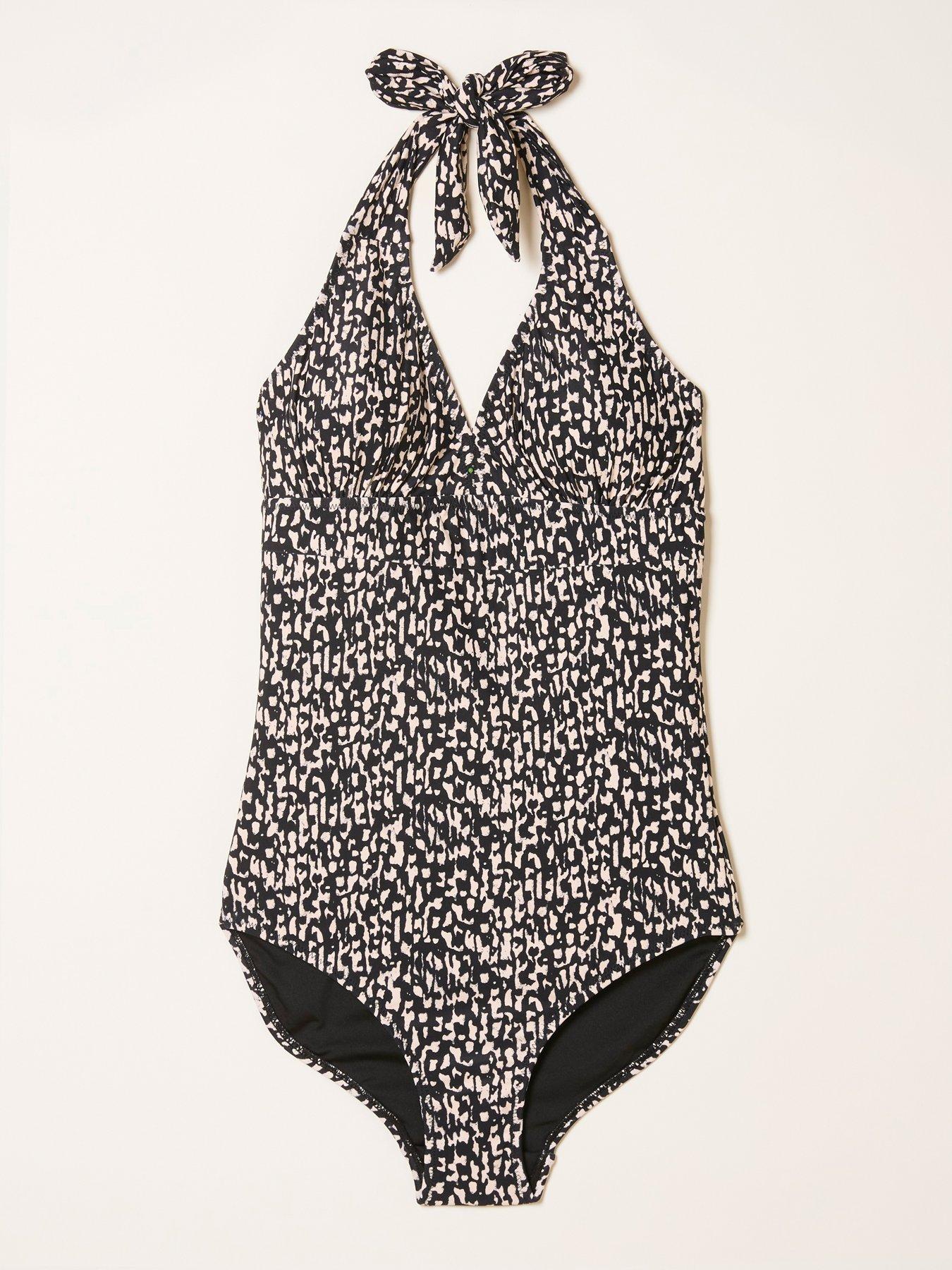 Image 5 of 5 of FatFace Braye All Over Print Swimsuit - Black