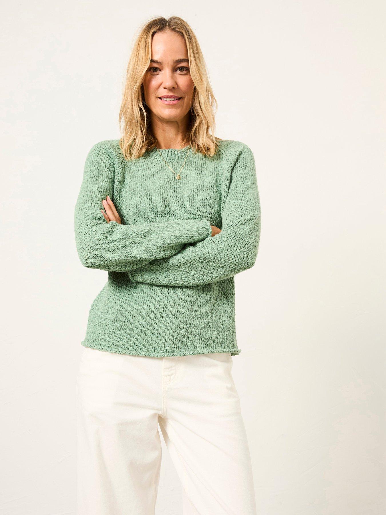 Image 1 of 5 of FatFace Sophia Knitted Slub Jumper - Green
